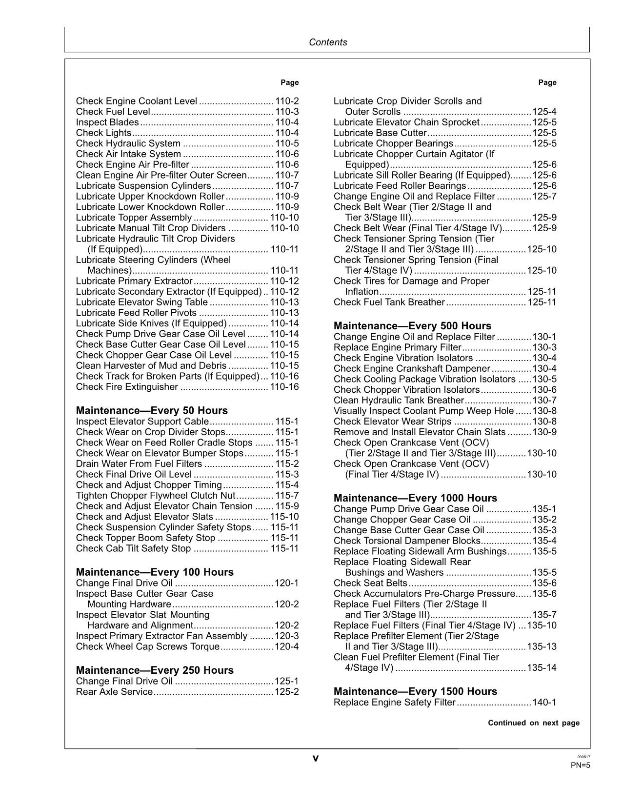 JOHN DEERE CH570 CH670 MANUAL DEL OPERADOR DE LA COSECHADORA N.° 5