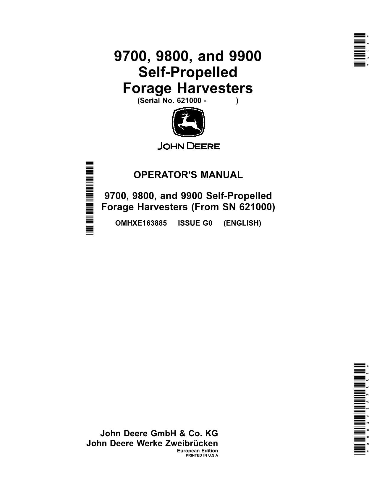 MANUAL DEL OPERADOR DE LA COSECHADORA JOHN DEERE 9700 9800 9900 N.° 8