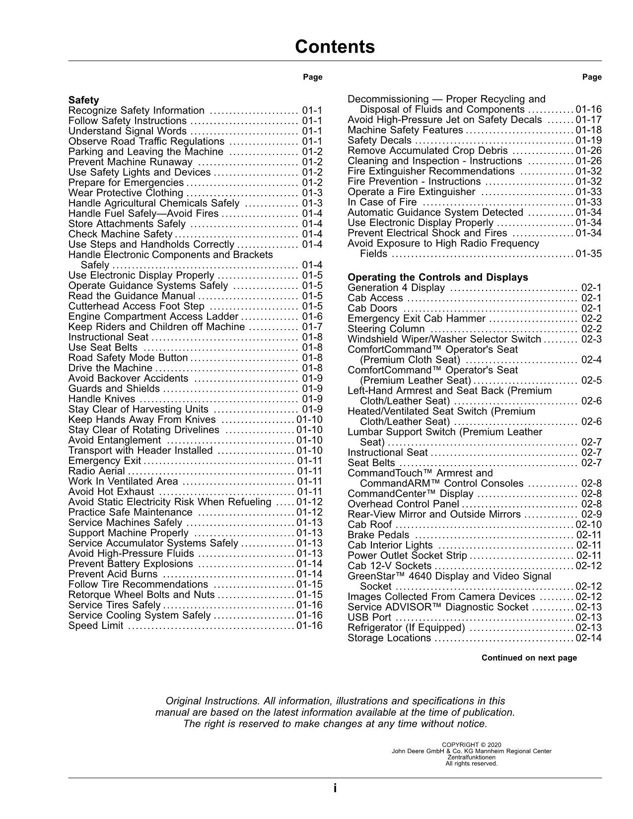 MANUAL DEL OPERADOR DE LA COSECHADORA JOHN DEERE 9700 9800 9900 N.° 8