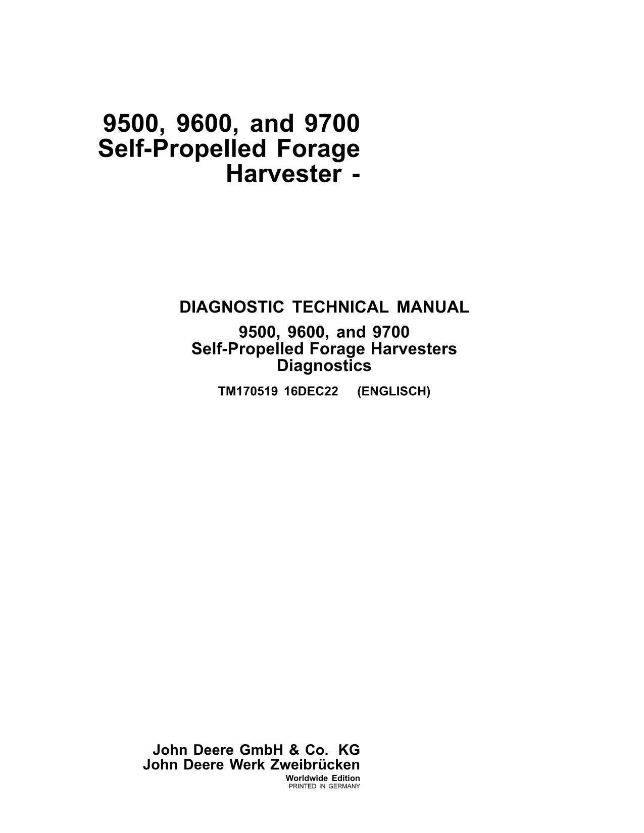 MANUAL TÉCNICO DE SERVICIO DE DIAGNÓSTICO DE LA COSECHADORA JOHN DEERE 9500 9600 9700 TM170519