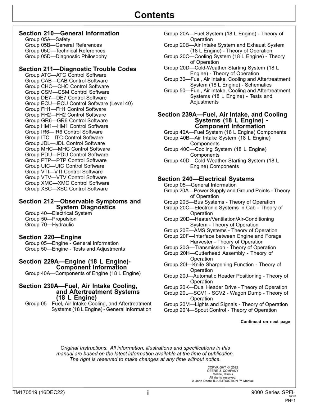 MANUAL TÉCNICO DE SERVICIO DE DIAGNÓSTICO DE LA COSECHADORA JOHN DEERE 9500 9600 9700 TM170519
