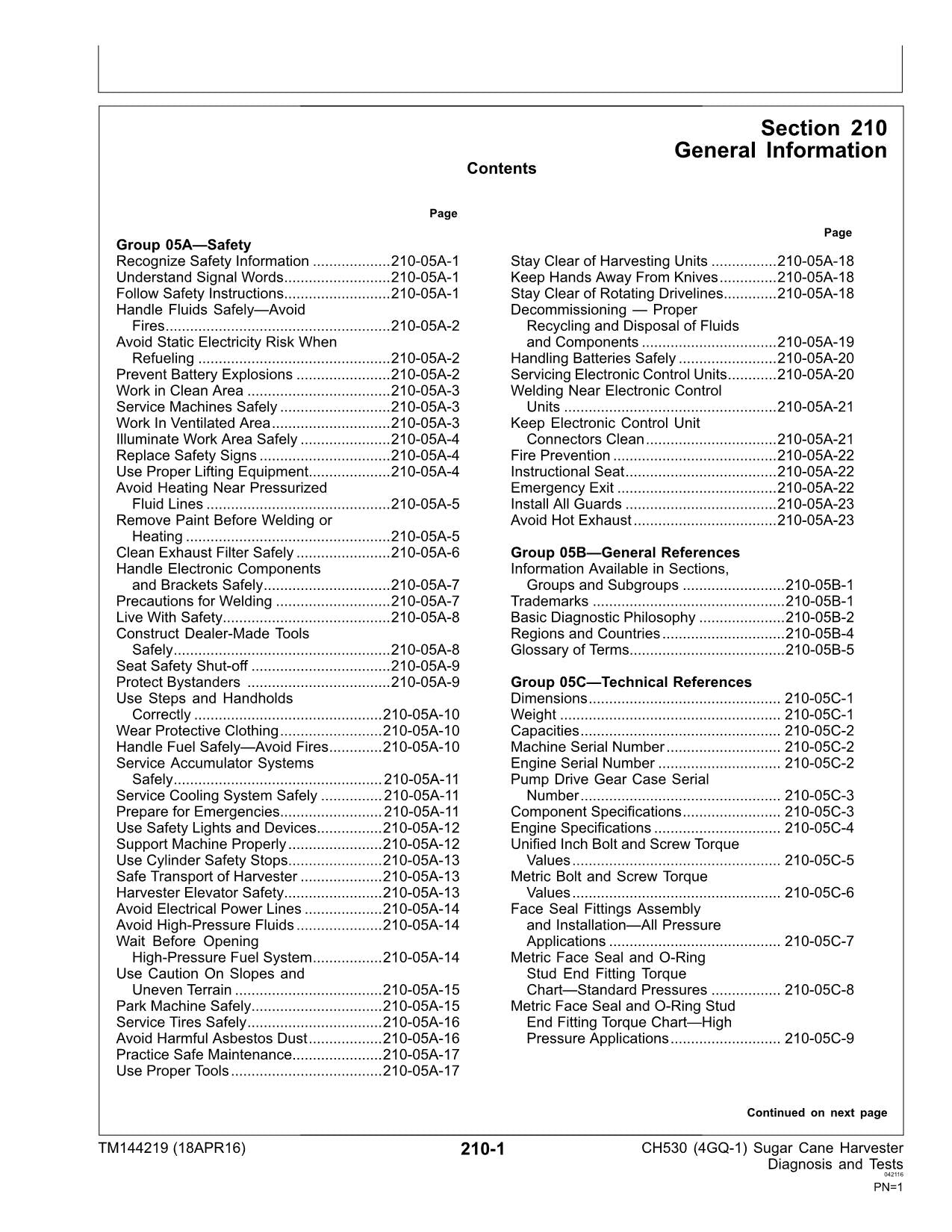 MANUAL TÉCNICO DE SERVICIO DE DIAGNÓSTICO DE LA COSECHADORA JOHN DEERE CH530 TM144219