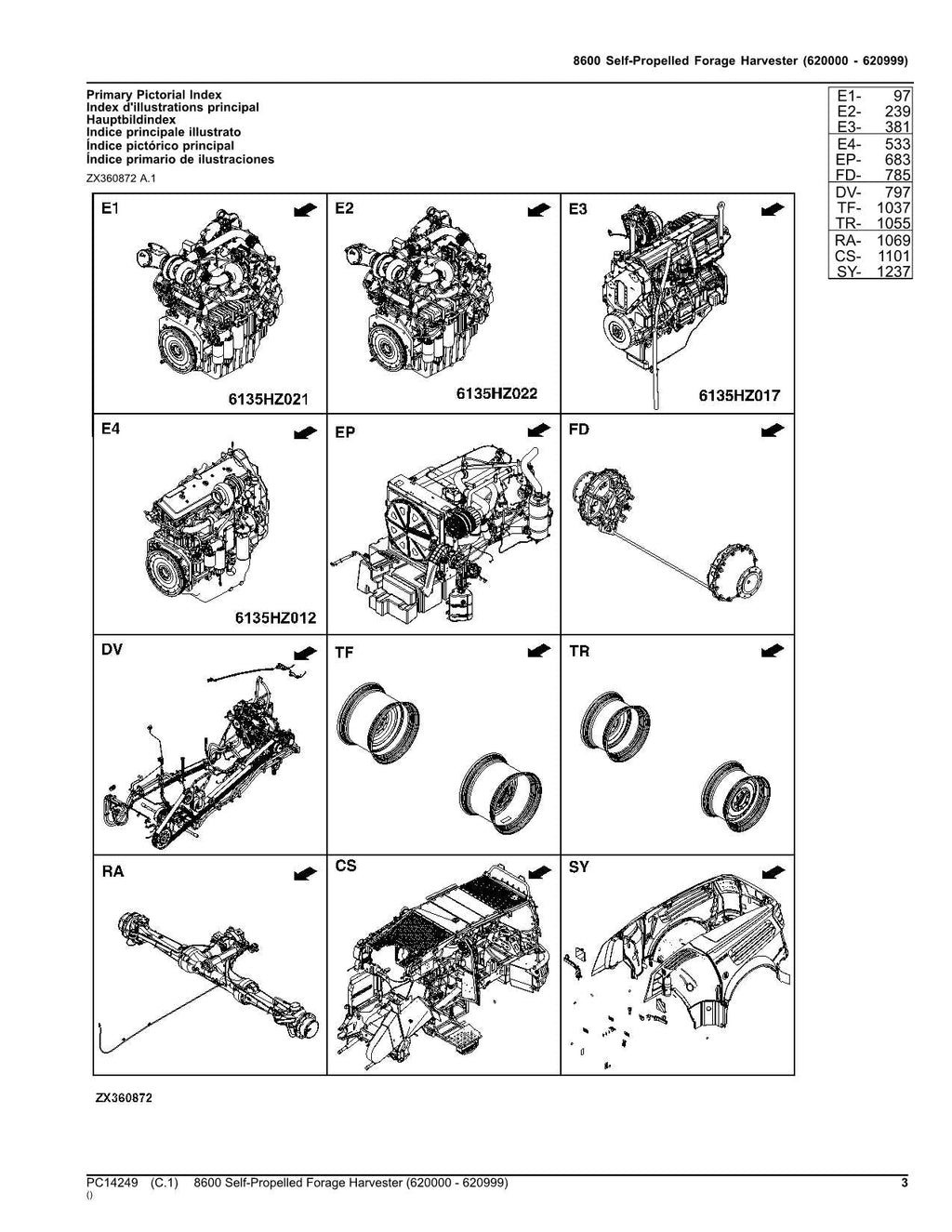 Catálogo de piezas de la cosechadora John Deere 8600 Manual del usuario SER 620000 - 620999