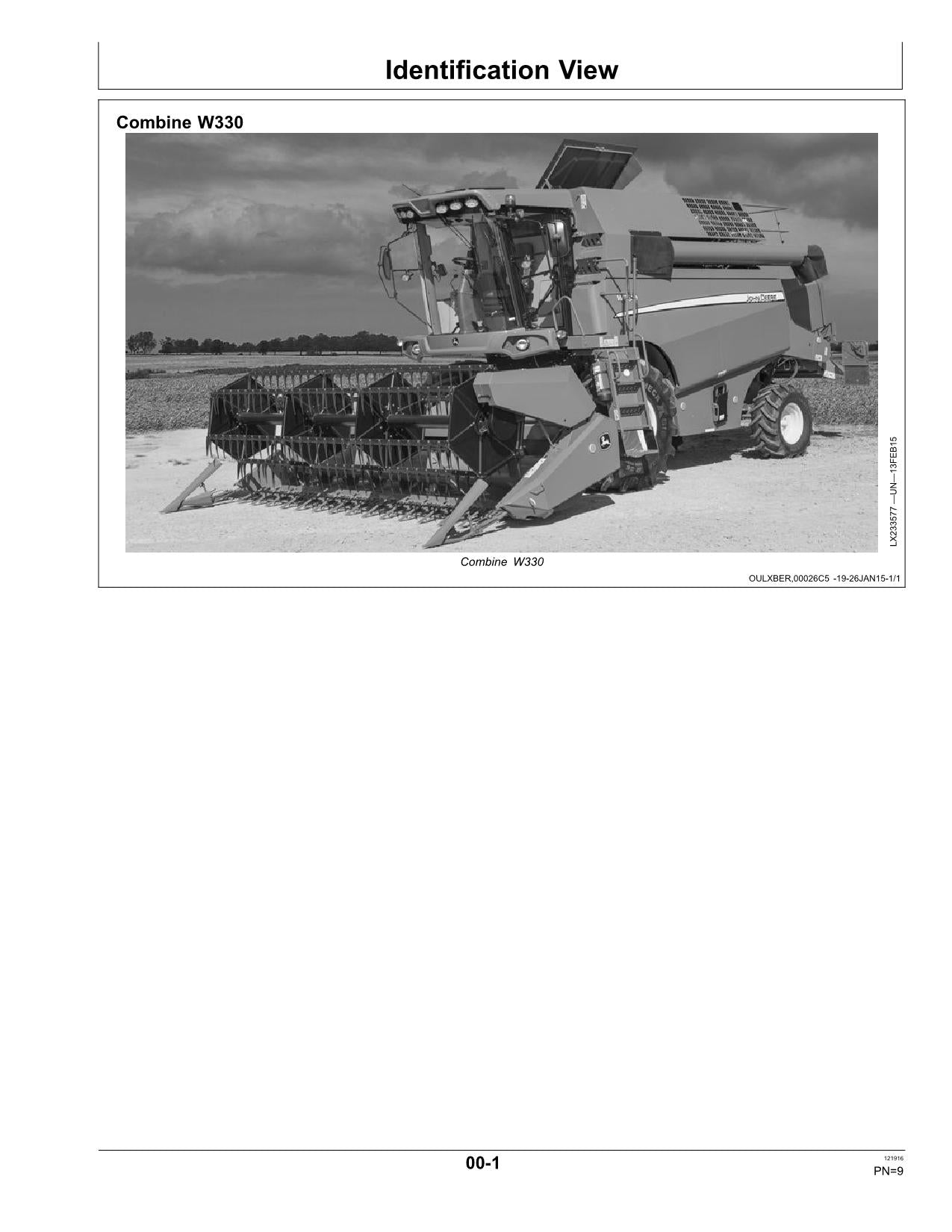 MANUAL DEL OPERADOR DE LA COSECHADORA JOHN DEERE W330 N.° 1