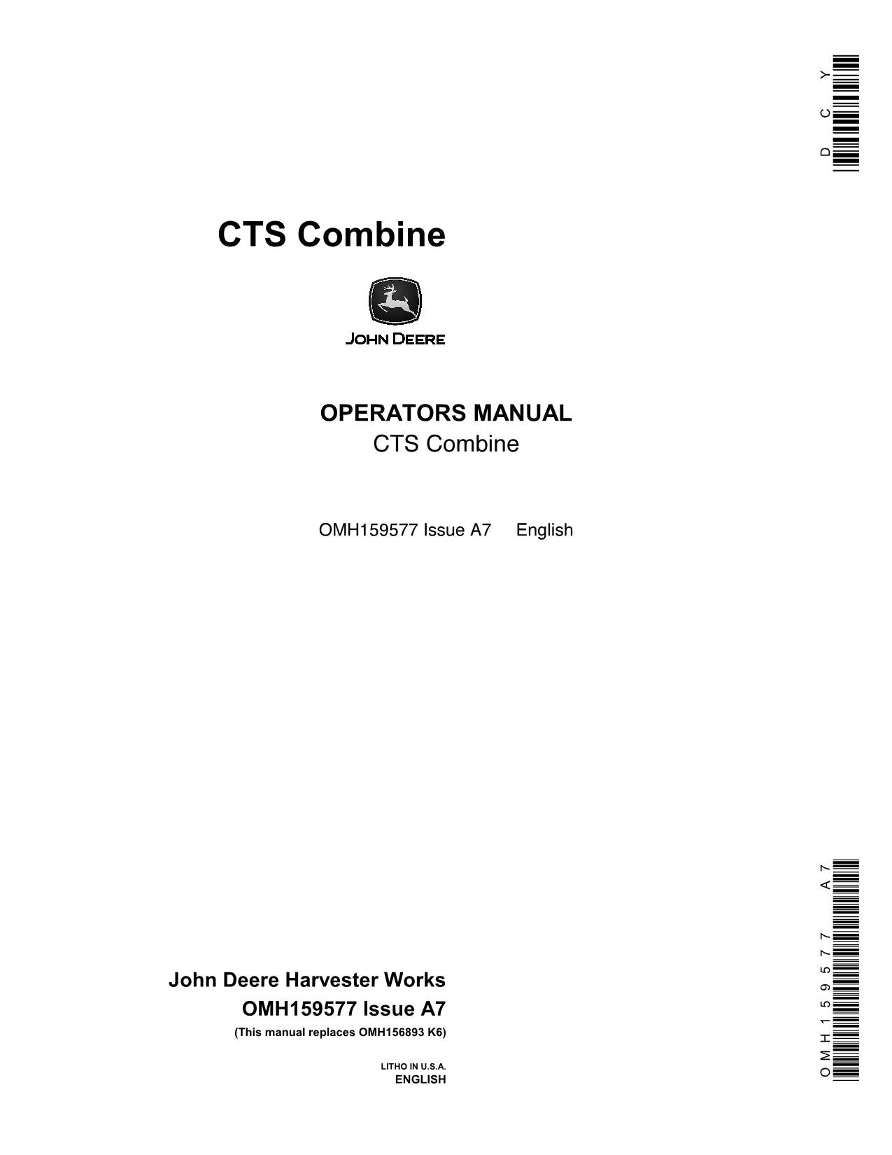 MANUAL DEL OPERADOR DE LA COSECHADORA JOHN DEERE CTS N.° 2