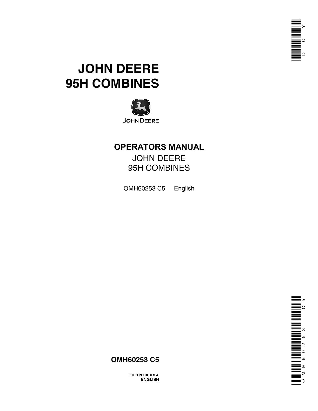 MANUAL DEL OPERADOR DE LA COSECHADORA JOHN DEERE 95H N.° 1