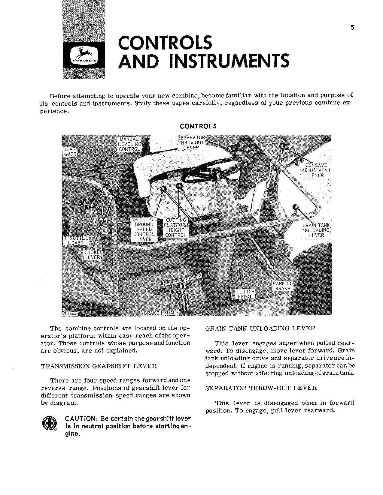 MANUAL DEL OPERADOR DE LA COSECHADORA JOHN DEERE 95H N.° 1
