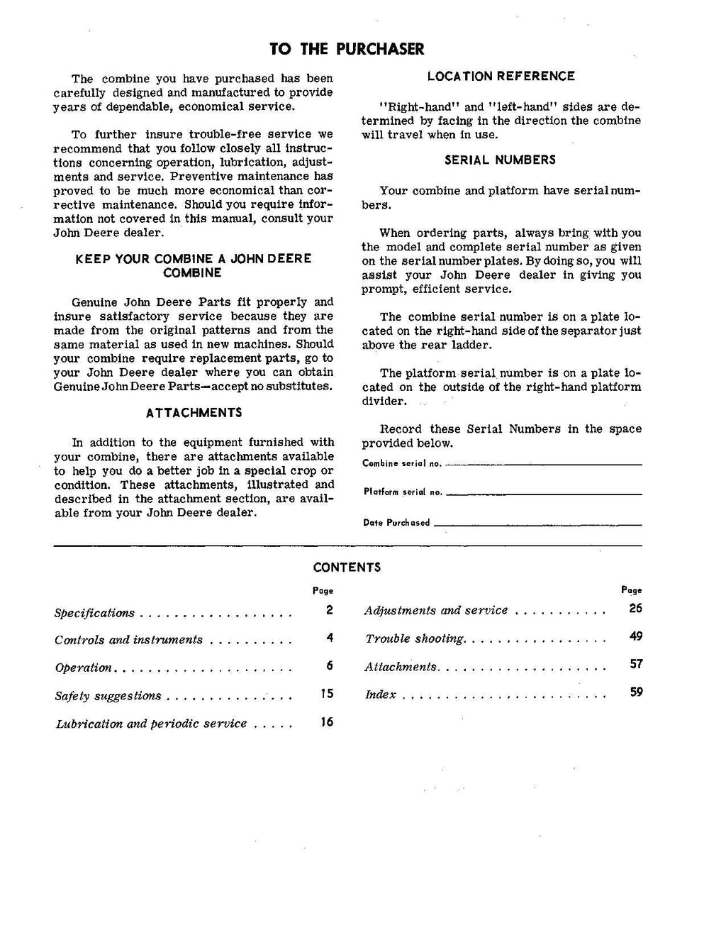 MANUAL DEL OPERADOR DE LA COSECHADORA JOHN DEERE 96