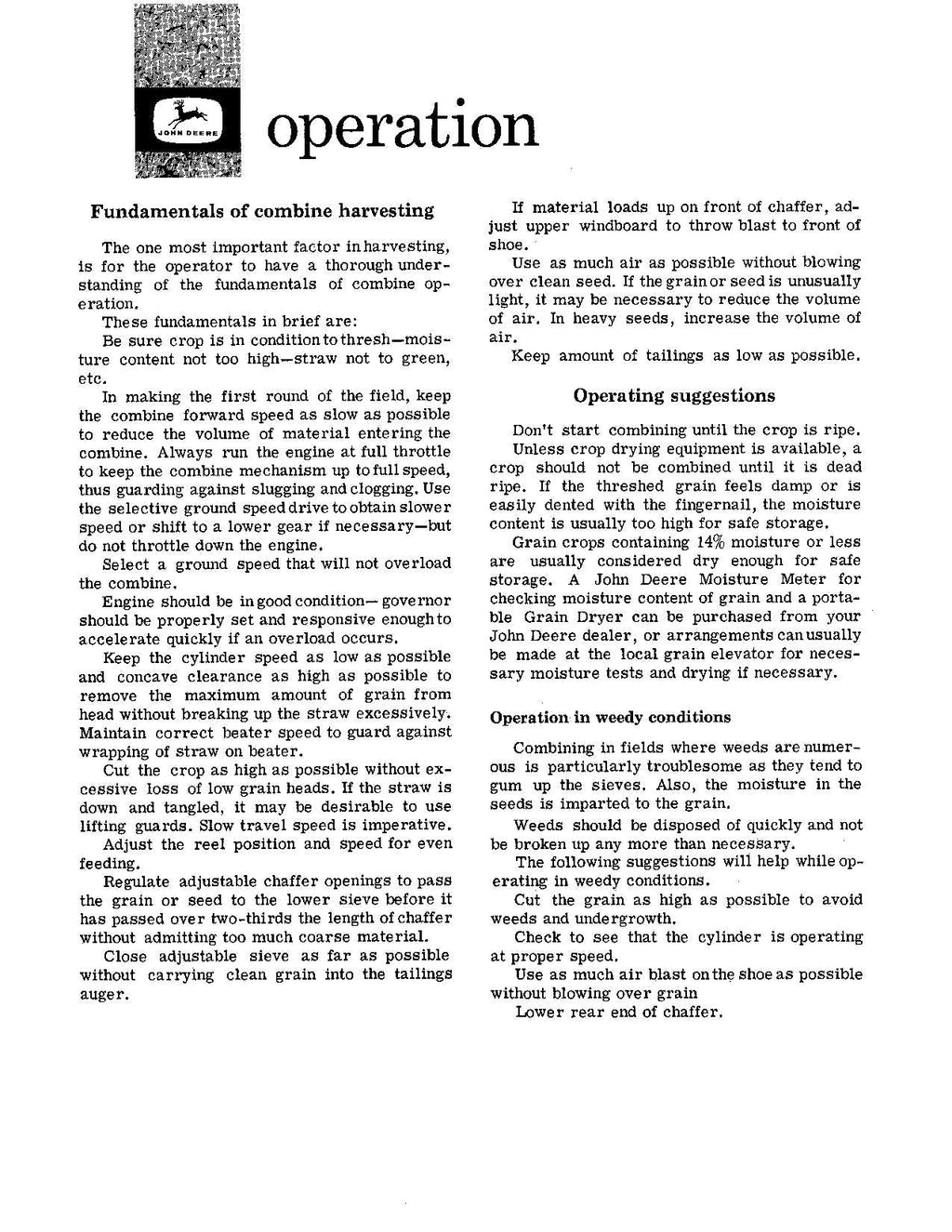 MANUAL DEL OPERADOR DE LA COSECHADORA JOHN DEERE 95H N.° 6