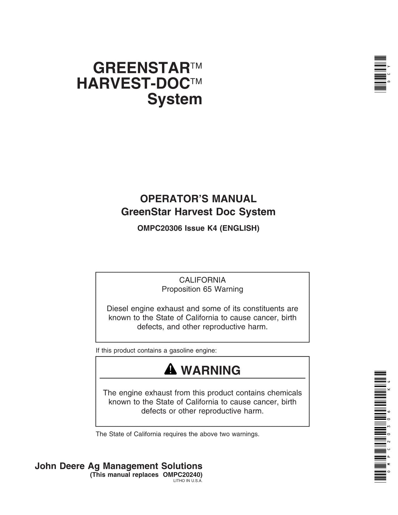 MANUAL DEL OPERADOR DE LA COSECHADORA JOHN DEERE AMS GREENSTAR
