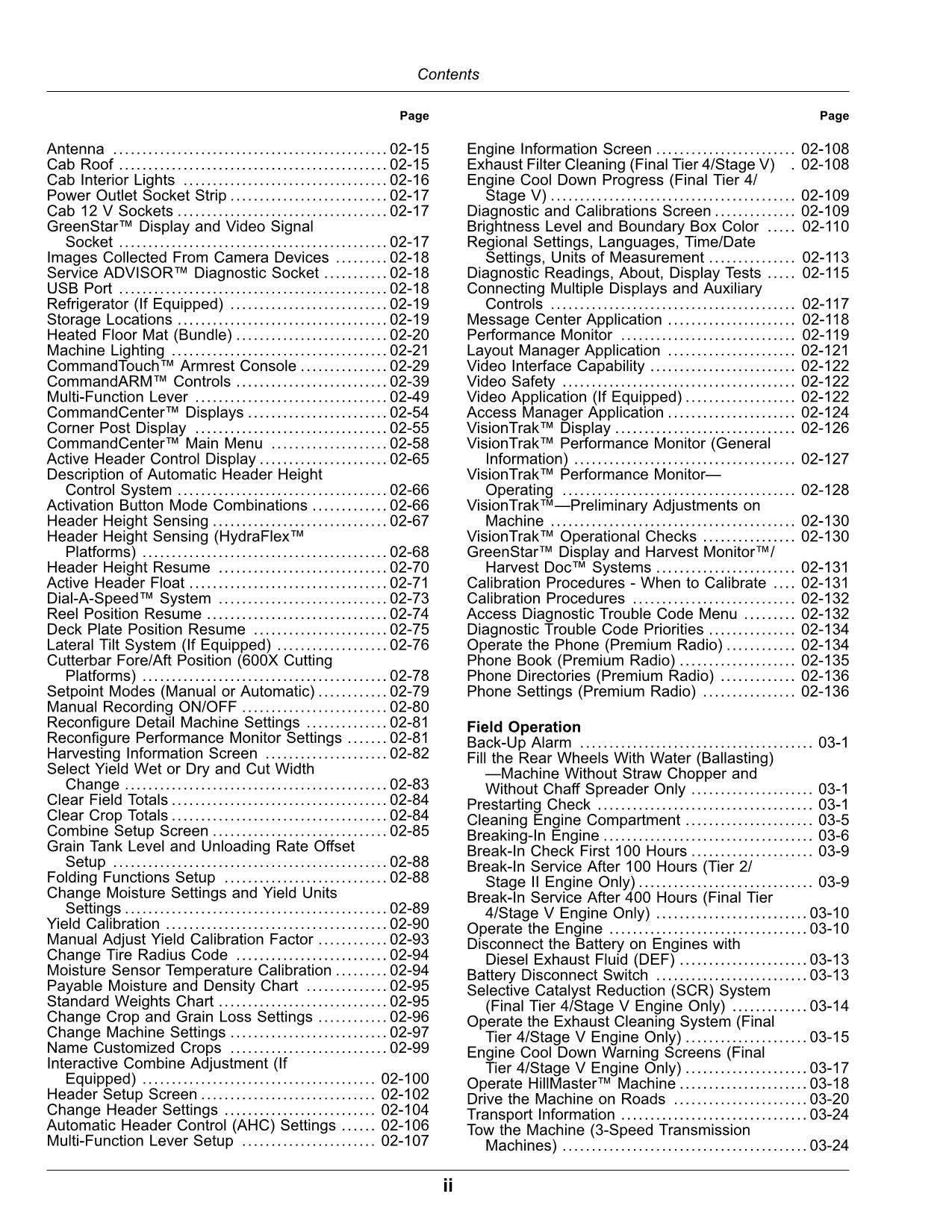 JOHN DEERE W540 W550 W650 T550 T560 T660 T670 HILLMASTER COMBINE OPERATOR MANUAL