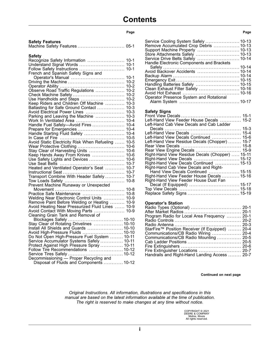 MANUAL DEL OPERADOR DE LA COSECHADORA JOHN DEERE X9 1000 1100 820001-NORTH AMERICAN