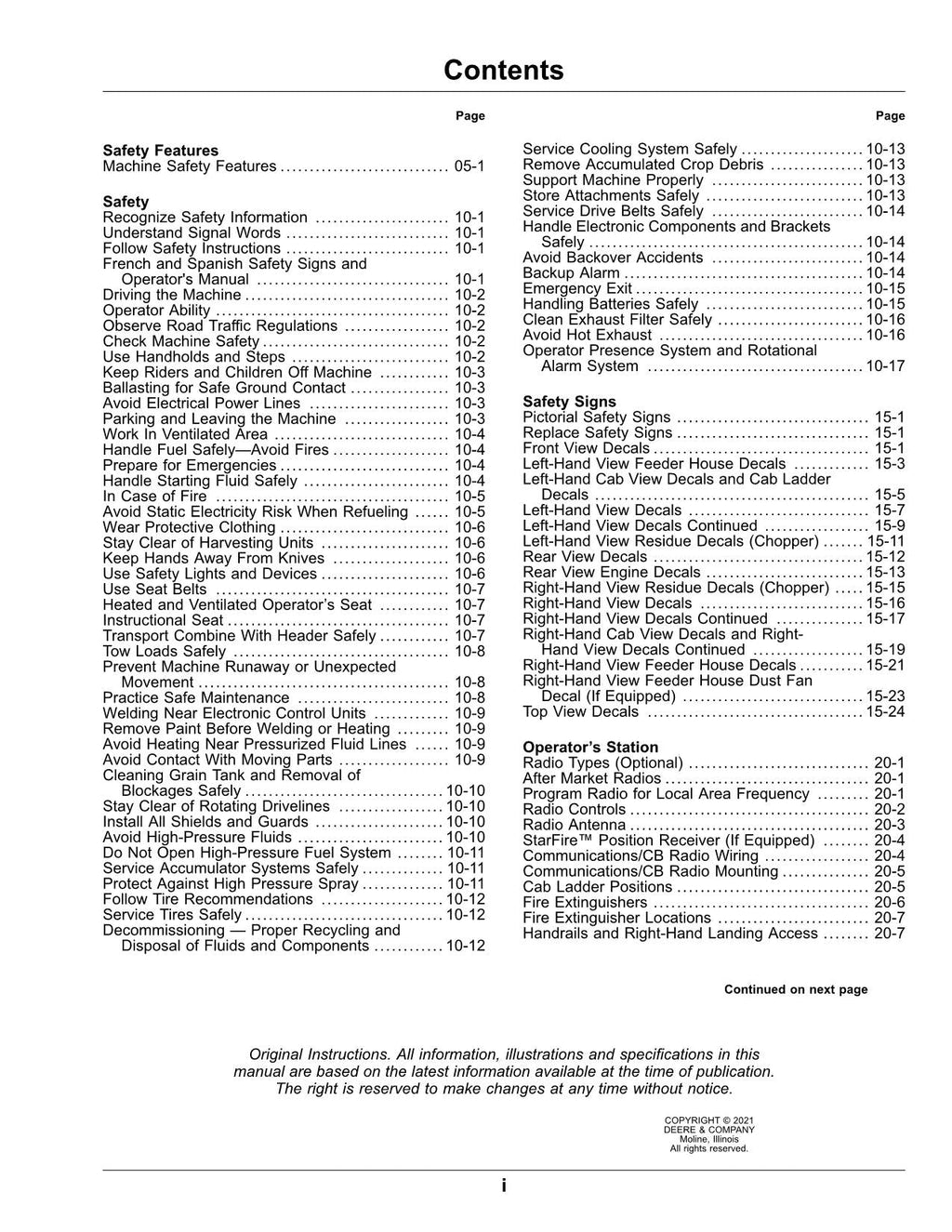 MANUAL DEL OPERADOR DE LA COSECHADORA JOHN DEERE X9 1000 1100 820001 - EDICIÓN DE EXPORTACIÓN