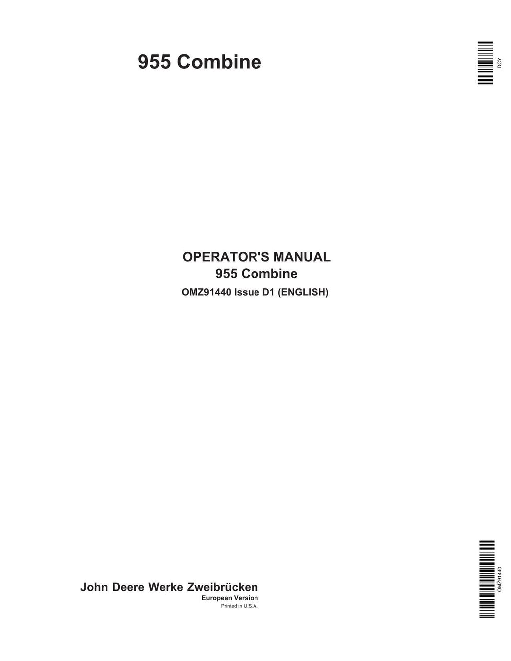 MANUAL DEL OPERADOR DE LA COSECHADORA JOHN DEERE 955