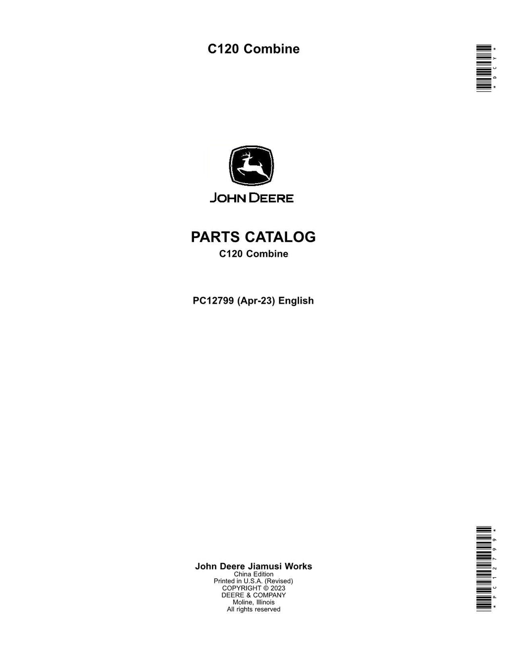 MANUAL DEL CATÁLOGO DE PIEZAS DE LA COSECHADORA JOHN DEERE C120