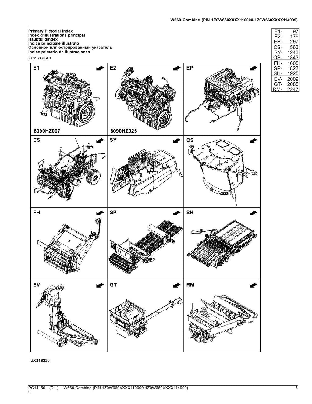 Catálogo de piezas de la cosechadora John Deere W660 - Manual 110000-114999