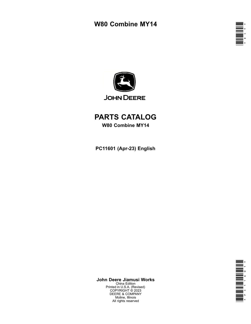 MANUAL DEL CATÁLOGO DE PIEZAS DE LA COSECHADORA JOHN DEERE W80
