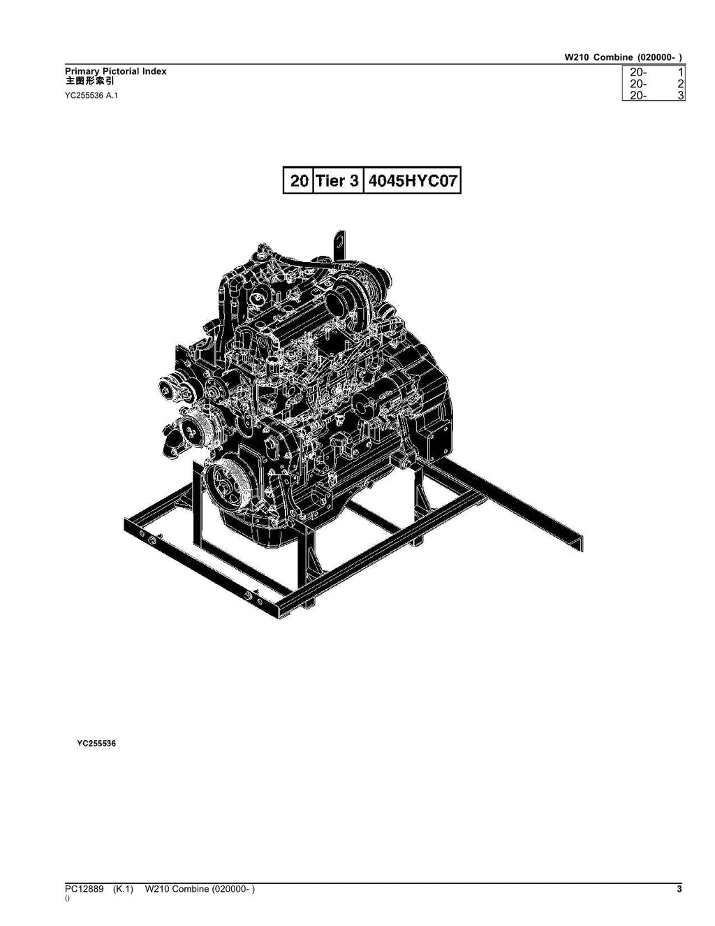 MANUAL DEL CATÁLOGO DE PIEZAS DE LA COSECHADORA JOHN DEERE W210 N.° 2
