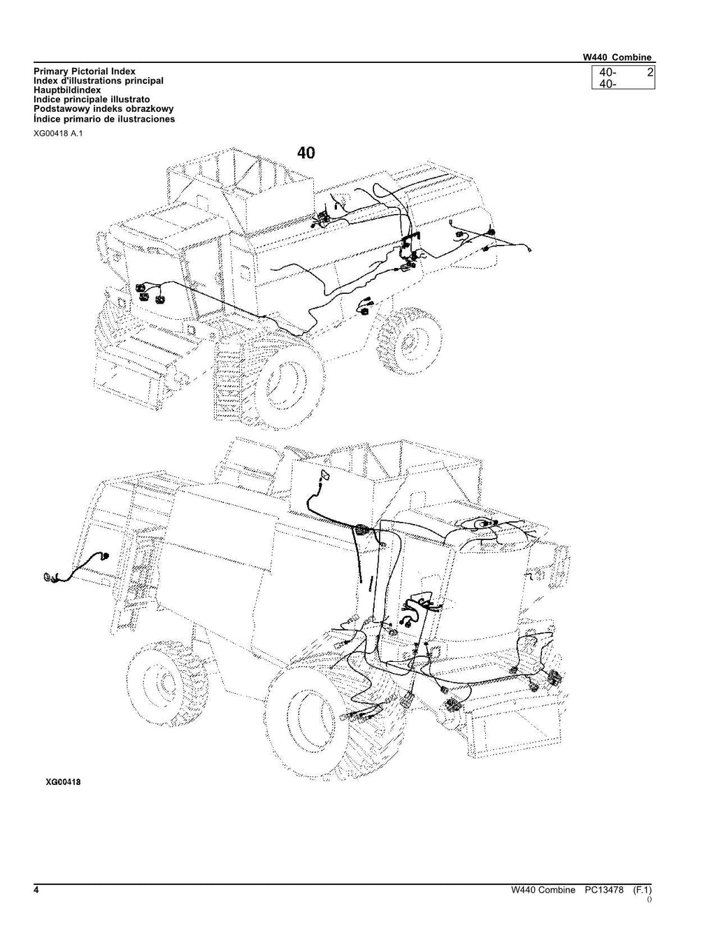 CATÁLOGO DE PIEZAS DE LA COSECHADORA JOHN DEERE W440 MANUAL N.° 1