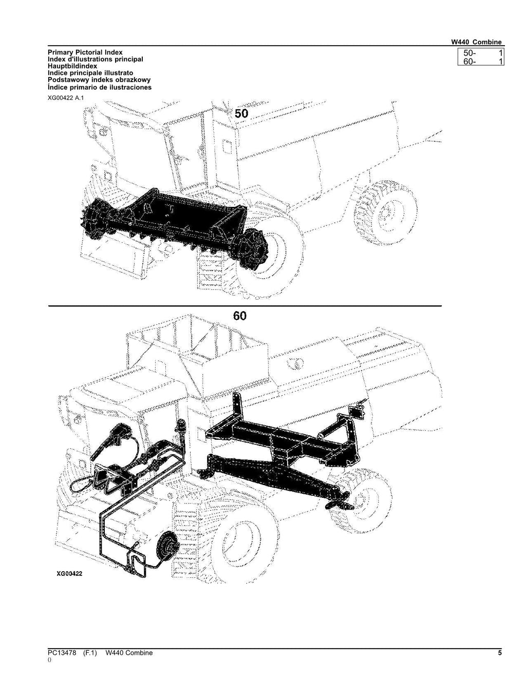 CATÁLOGO DE PIEZAS DE LA COSECHADORA JOHN DEERE W440 MANUAL N.° 1