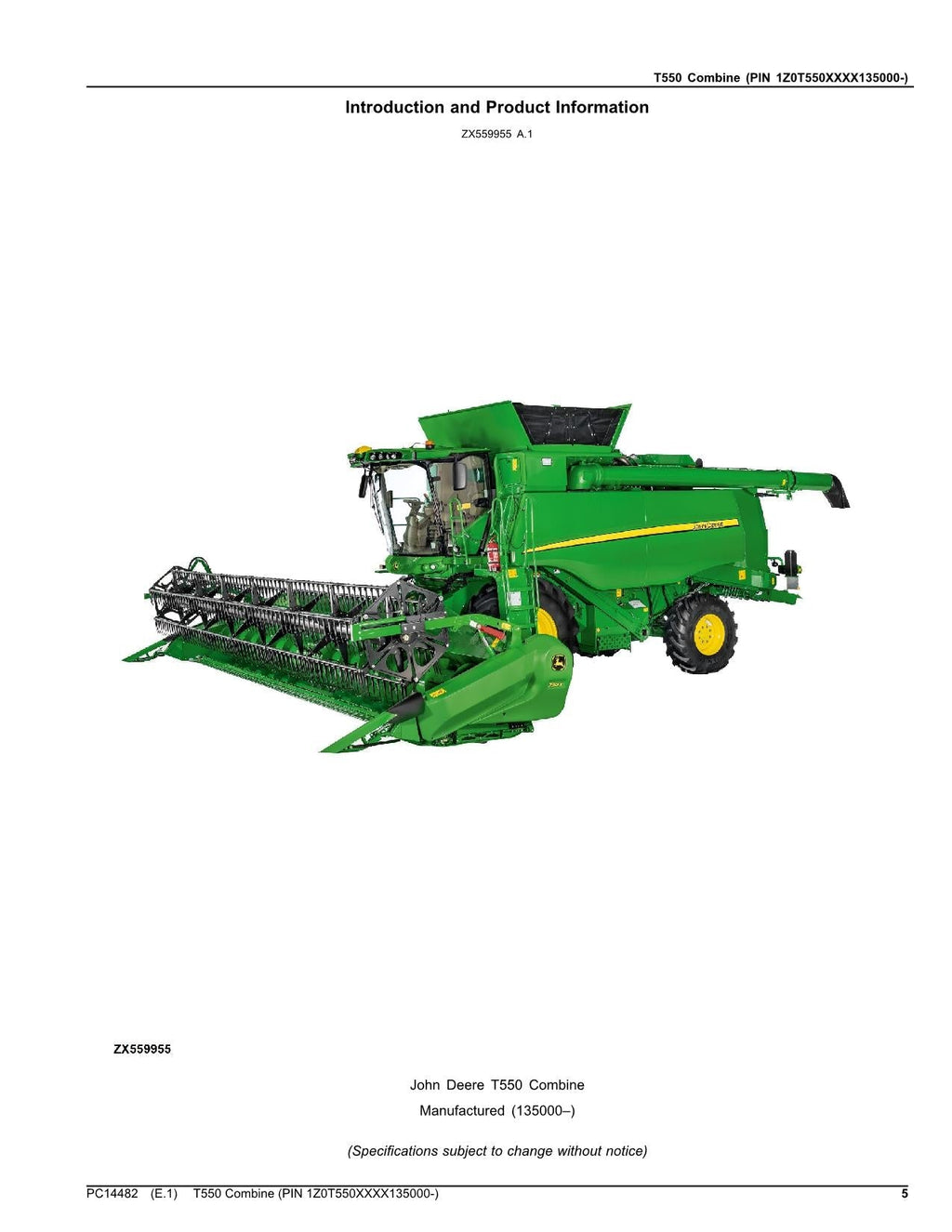 MANUAL DEL CATÁLOGO DE PIEZAS DE LA COSECHADORA JOHN DEERE T550 N.° 7