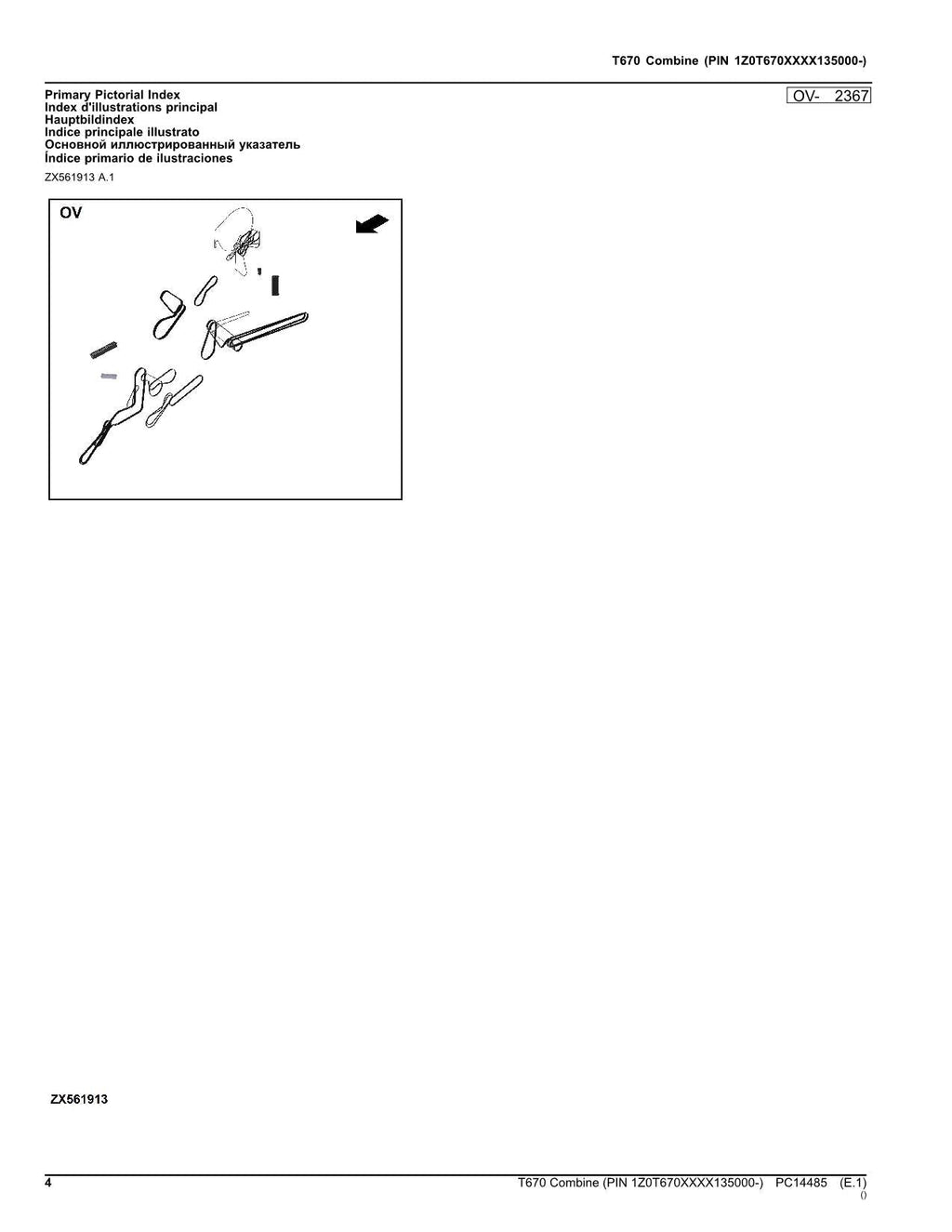 Catálogo de piezas de la cosechadora John Deere T670, manual n.° 9