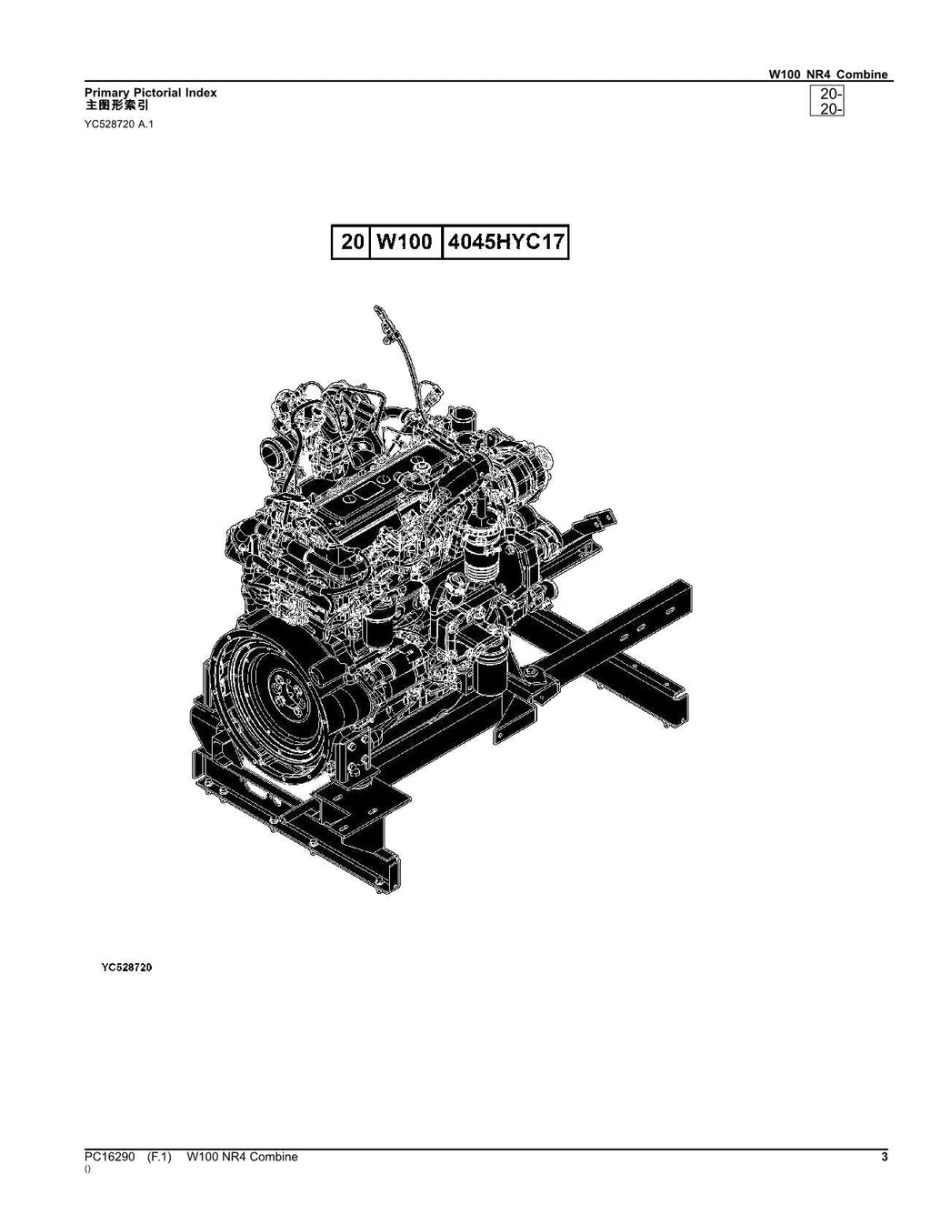 MANUAL DEL CATÁLOGO DE PIEZAS DE LA COSECHADORA JOHN DEERE W100 NR4