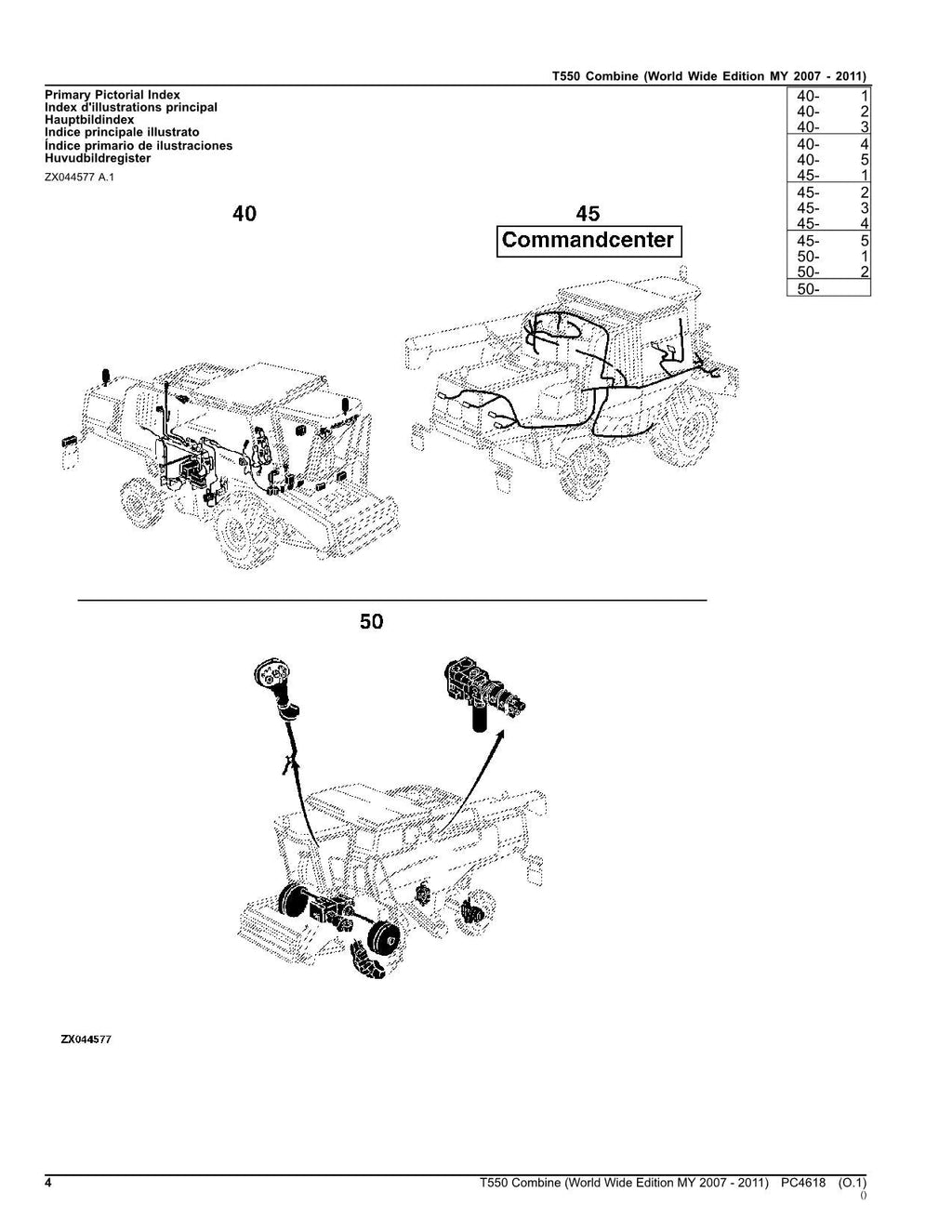 Catálogo de piezas de la cosechadora John Deere T550, manual n.° 8