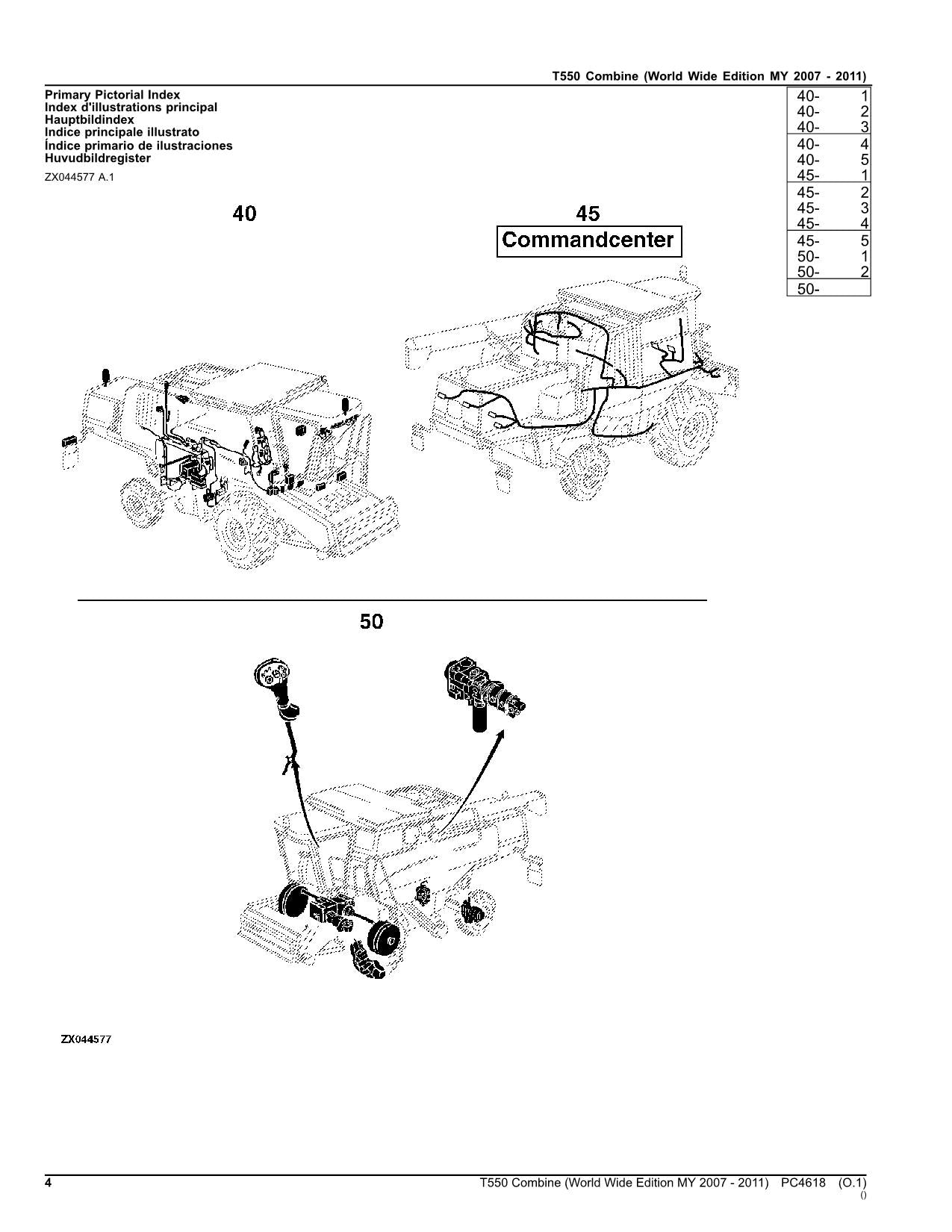 Catálogo de piezas de la cosechadora John Deere T550, manual n.° 8
