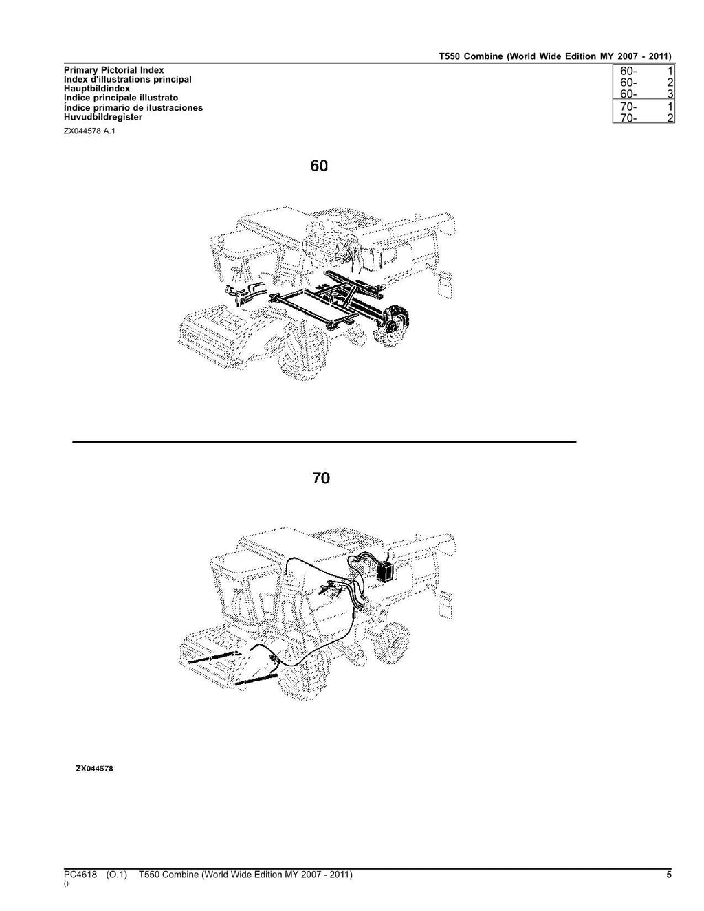Catálogo de piezas de la cosechadora John Deere T550, manual n.° 8