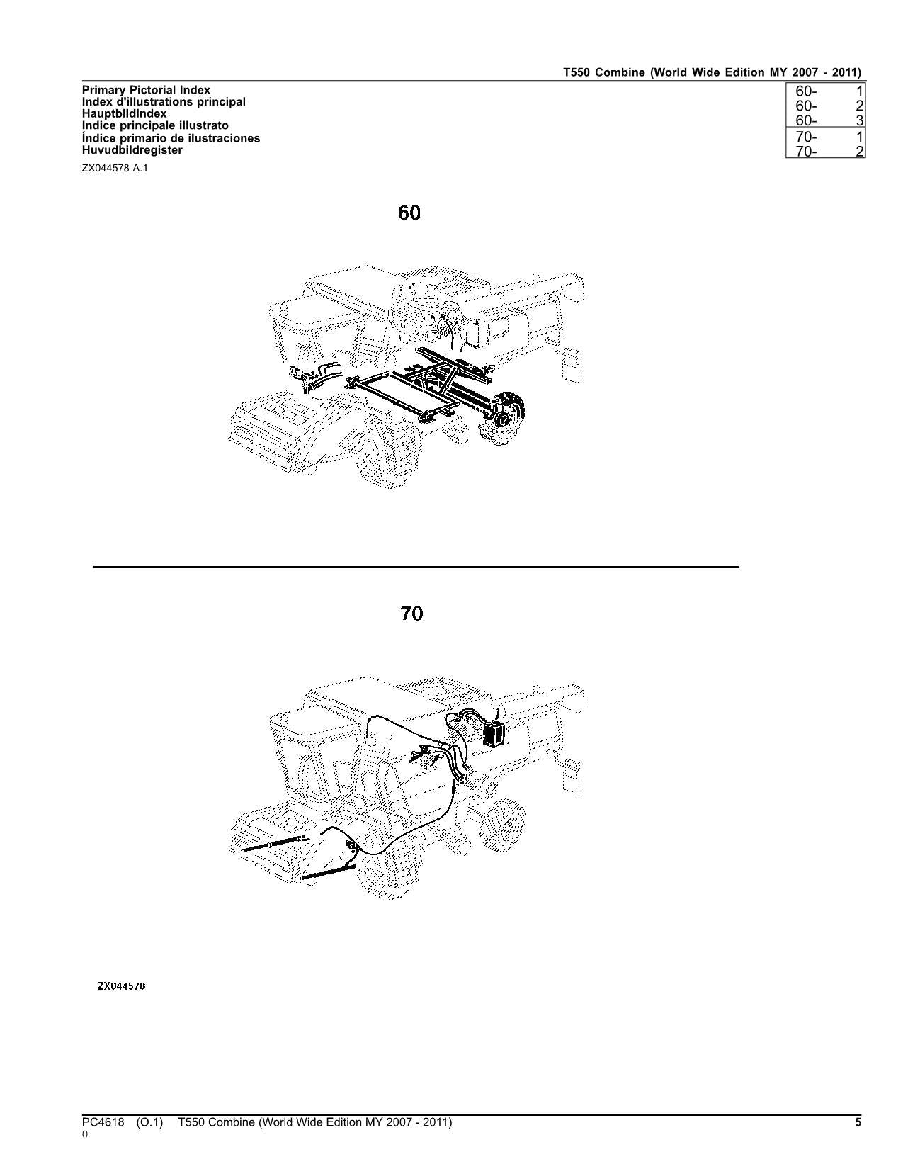 Catálogo de piezas de la cosechadora John Deere T550, manual n.° 8