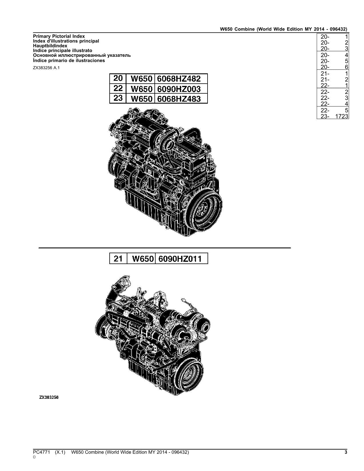 MANUAL DEL CATÁLOGO DE PIEZAS DE LA COSECHADORA JOHN DEERE W650 N.° 9