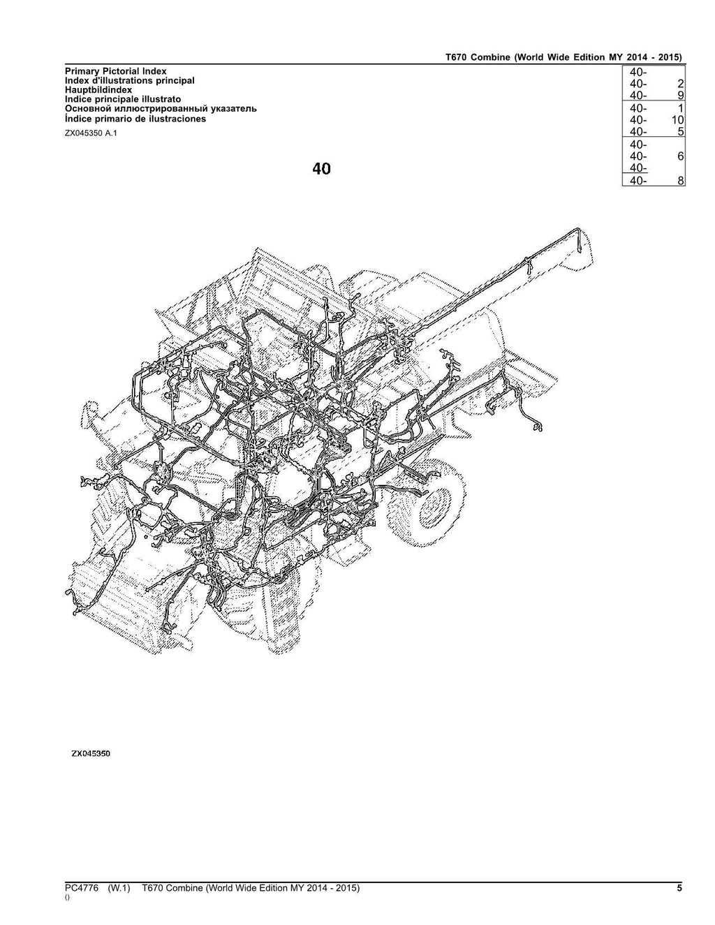 Catálogo de piezas de la cosechadora John Deere T670, manual n.° 10