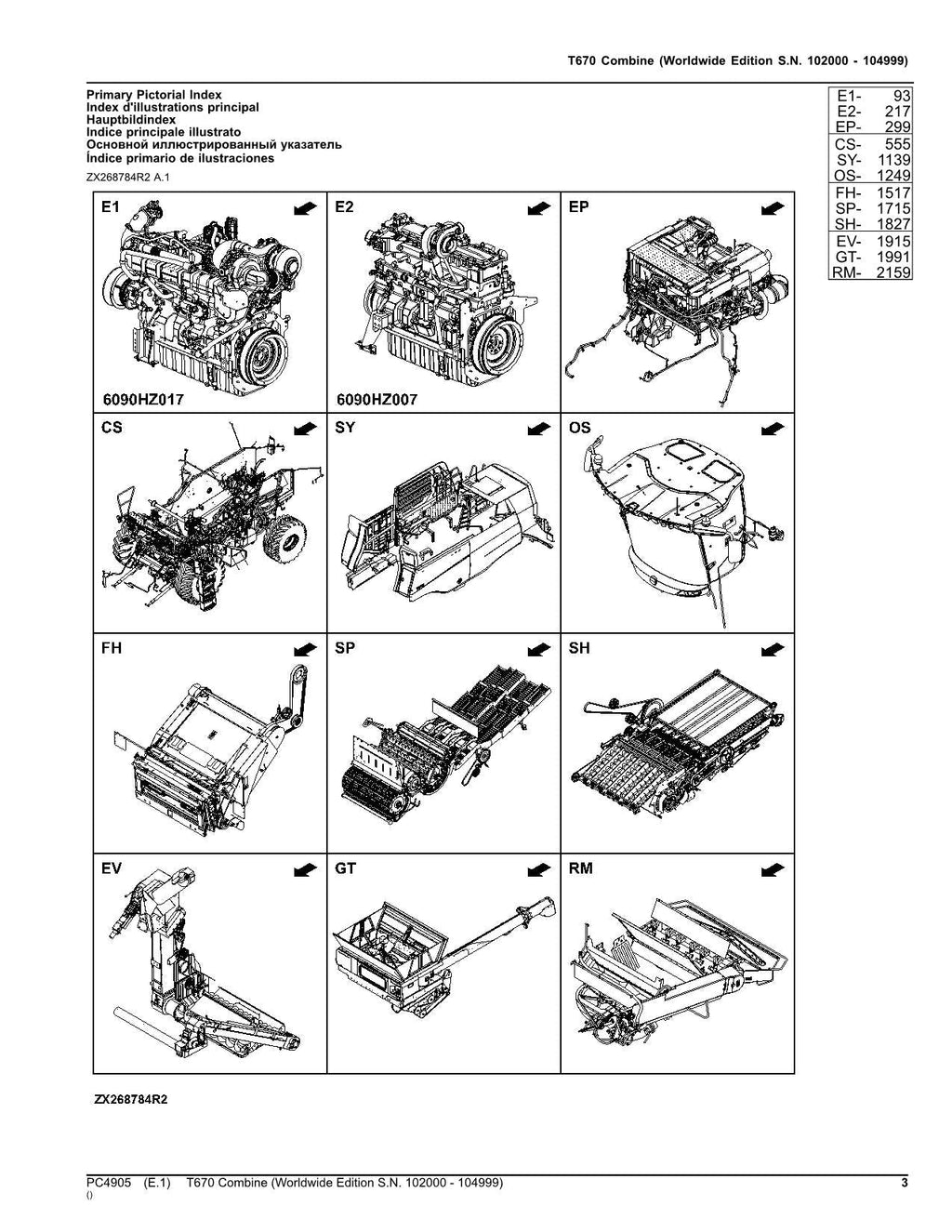 CATÁLOGO DE PIEZAS DE LA COSECHADORA JOHN DEERE T670 MANUAL N.° 11