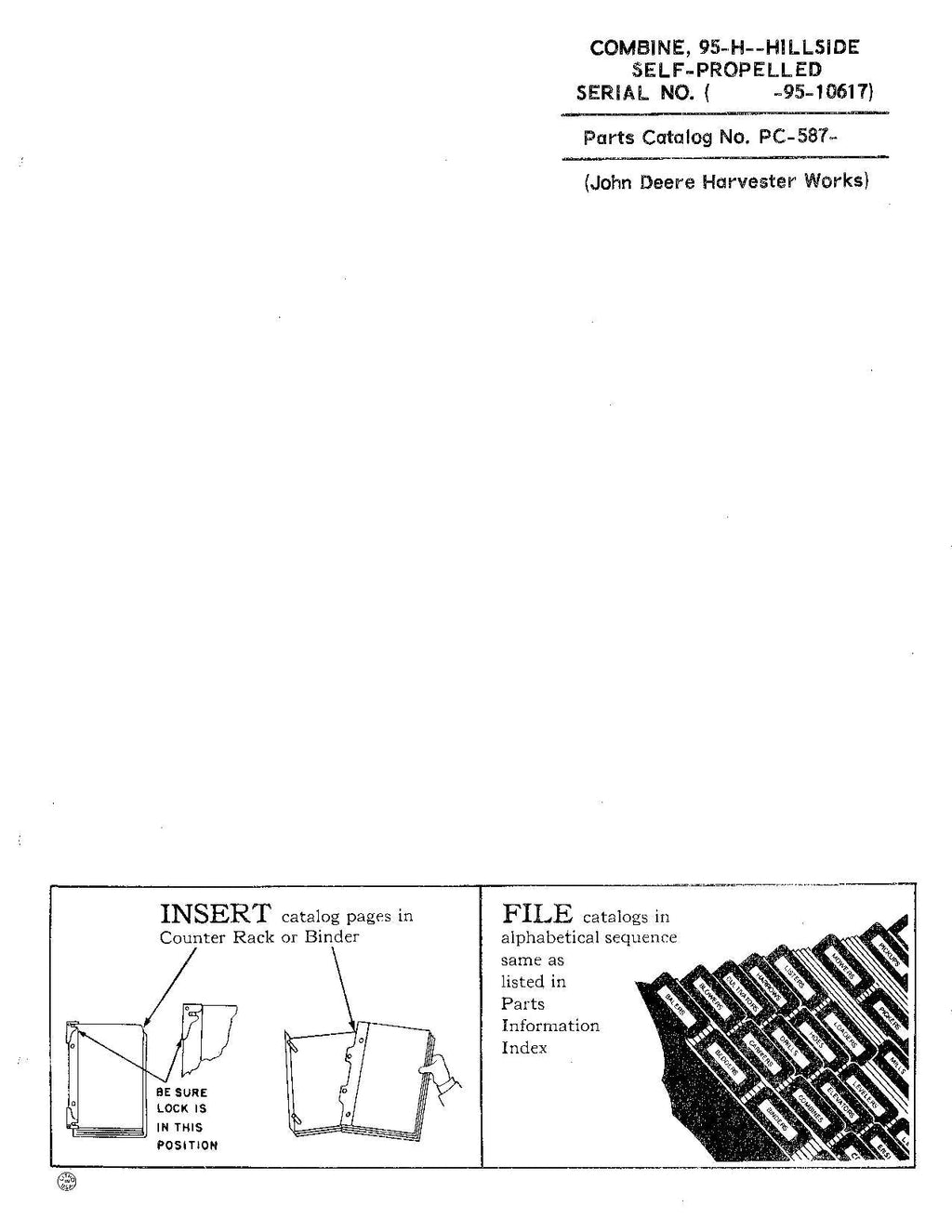 CATÁLOGO DE PIEZAS DE LA COSECHADORA JOHN DEERE 95H MANUAL N.° 1