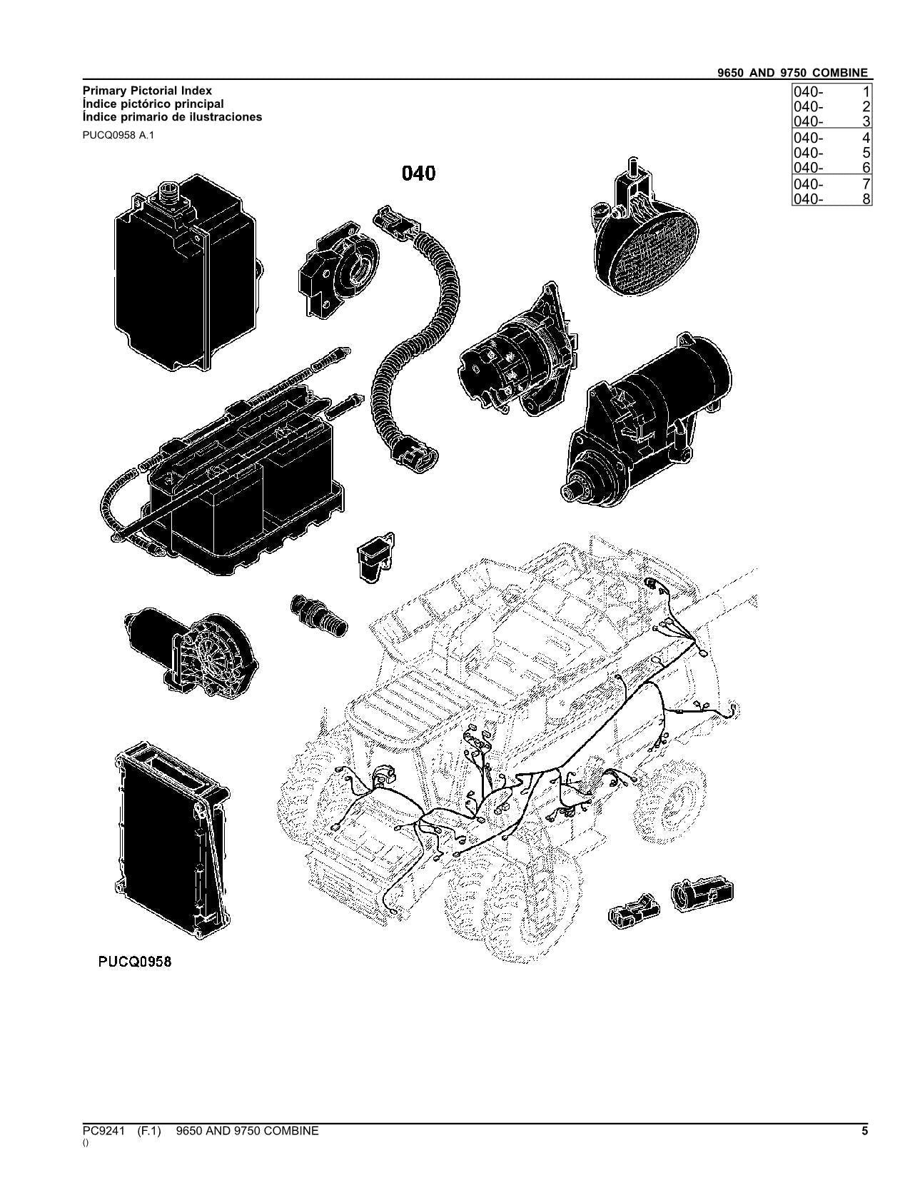 MANUAL DEL CATÁLOGO DE PIEZAS DE LA COSECHADORA JOHN DEERE 9650 9750 STS