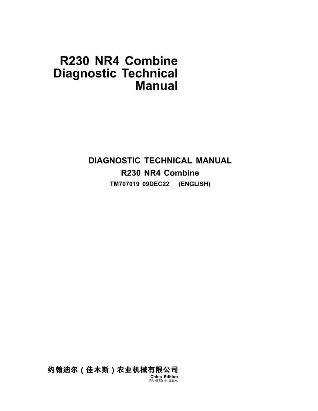MANUAL DE DIAGNÓSTICO DE LA COSECHADORA JOHN DEERE W230 TM707019