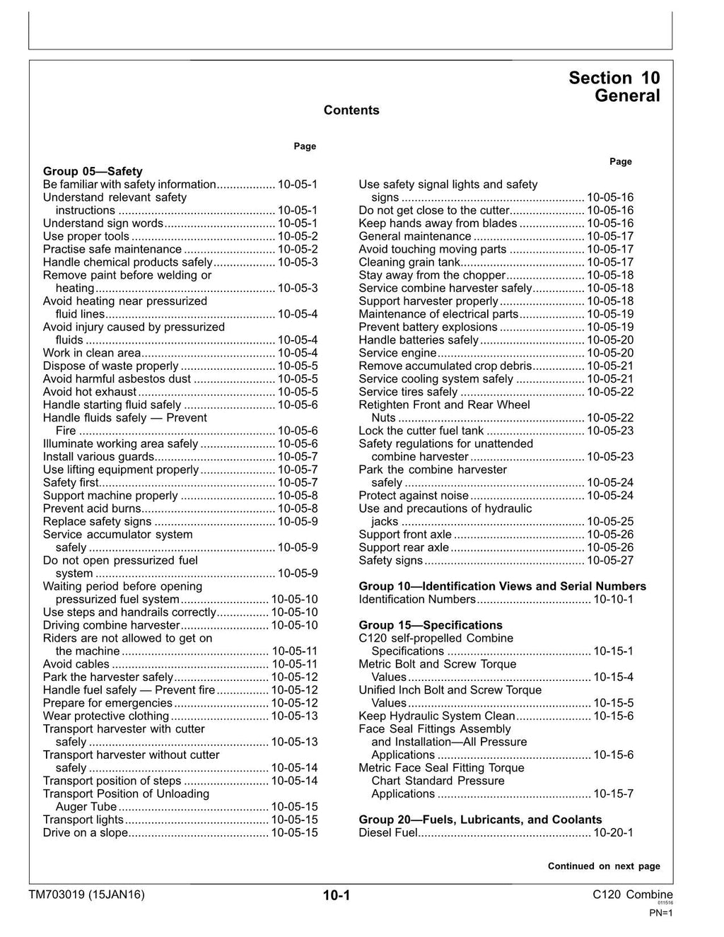 MANUAL DE DIAGNÓSTICO DE LA COSECHADORA JOHN DEERE C120 TM703019