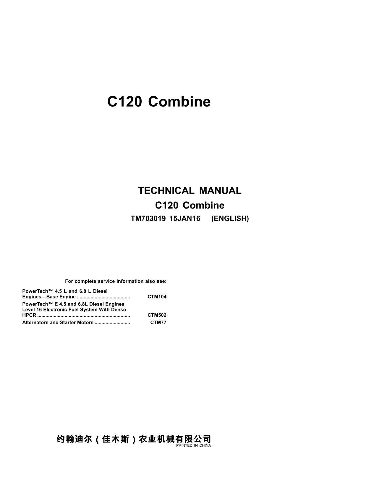 MANUAL DE DIAGNÓSTICO DE LA COSECHADORA JOHN DEERE C120 TM703019