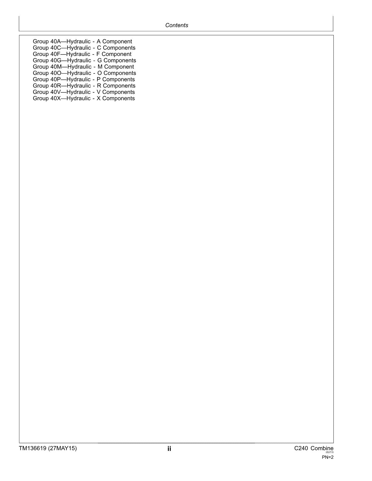 JOHN DEERE C240 4LZ-13 COMBINE REPAIR SERVICE TECHNICAL MANUAL TM136619