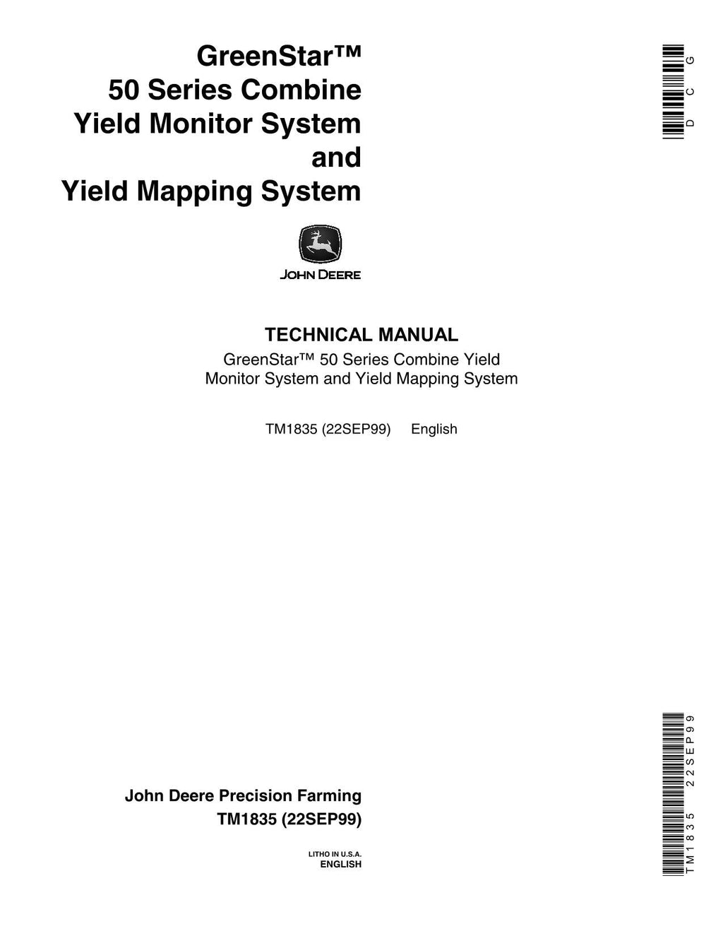 JOHN DEERE AMS GREENSTAR 9550 9450 9650 9650 STS 9750 STSCOMBINE SERVICE MANUAL