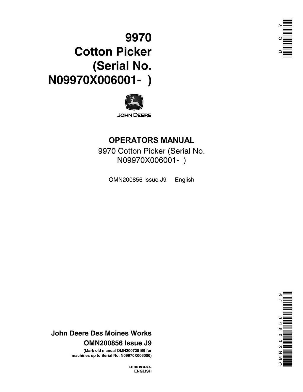 MANUAL DEL OPERADOR DE LA RECOLECTORA DE ALGODÓN JOHN DEERE 9970 N.° 5