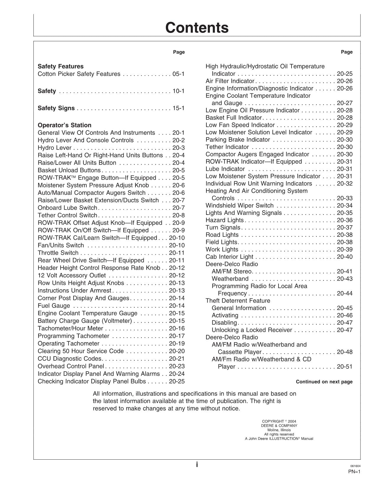 JOHN DEERE 9986 MANUAL DEL OPERADOR DE LA RECOLECTORA DE ALGODÓN N.° 3