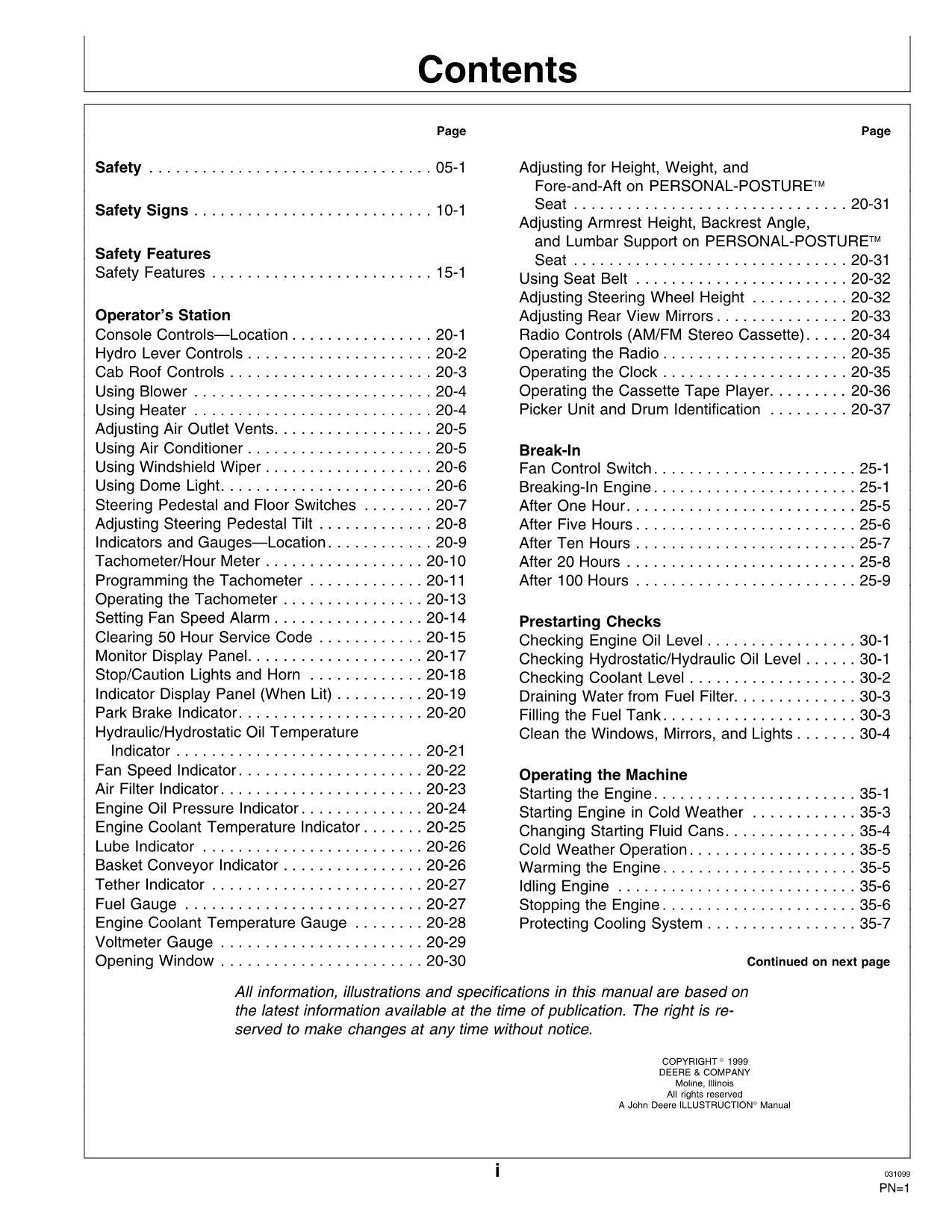 JOHN DEERE 9970 MANUAL DEL OPERADOR DE LA RECOLECTORA DE ALGODÓN N.° 7