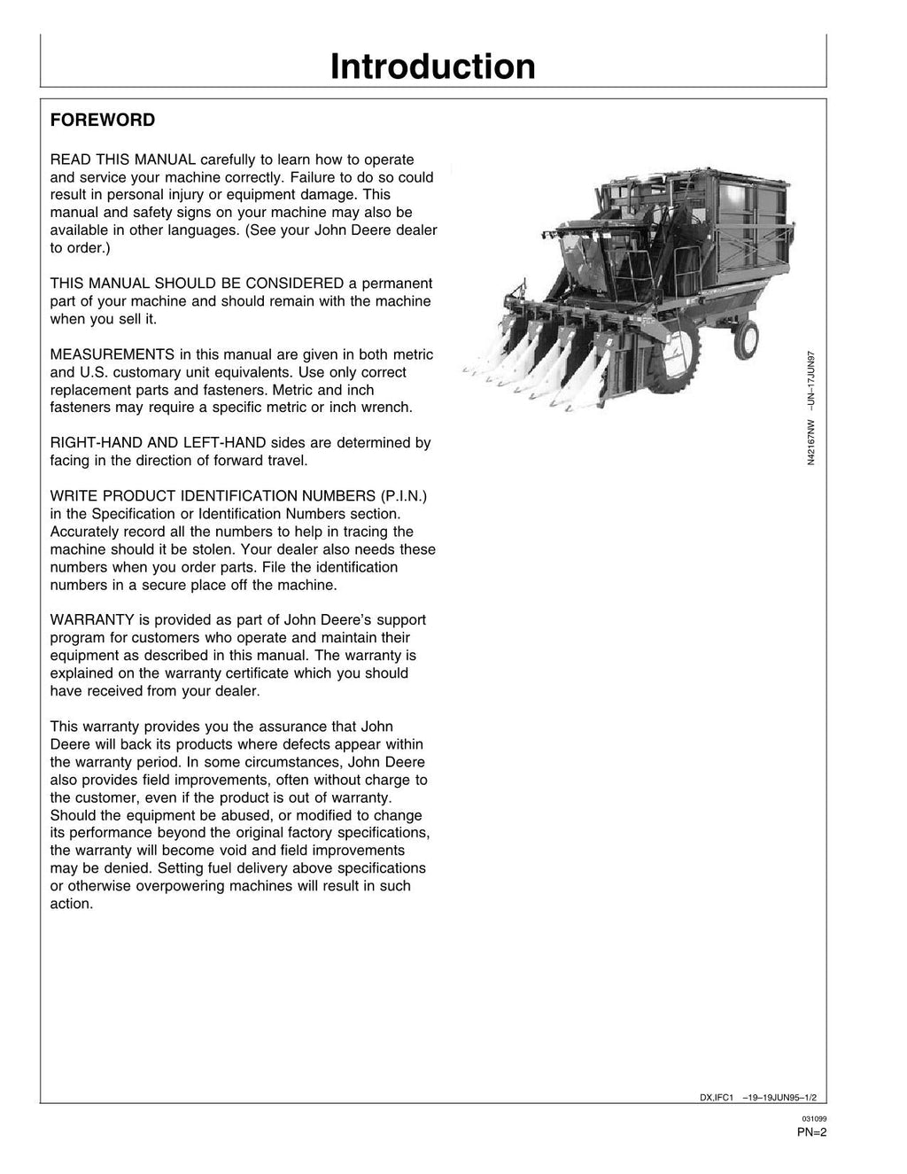 JOHN DEERE 9970 MANUAL DEL OPERADOR DE LA RECOLECTORA DE ALGODÓN N.° 7