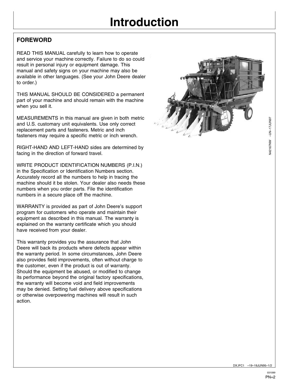 JOHN DEERE 9970 MANUAL DEL OPERADOR DE LA RECOLECTORA DE ALGODÓN N.° 7