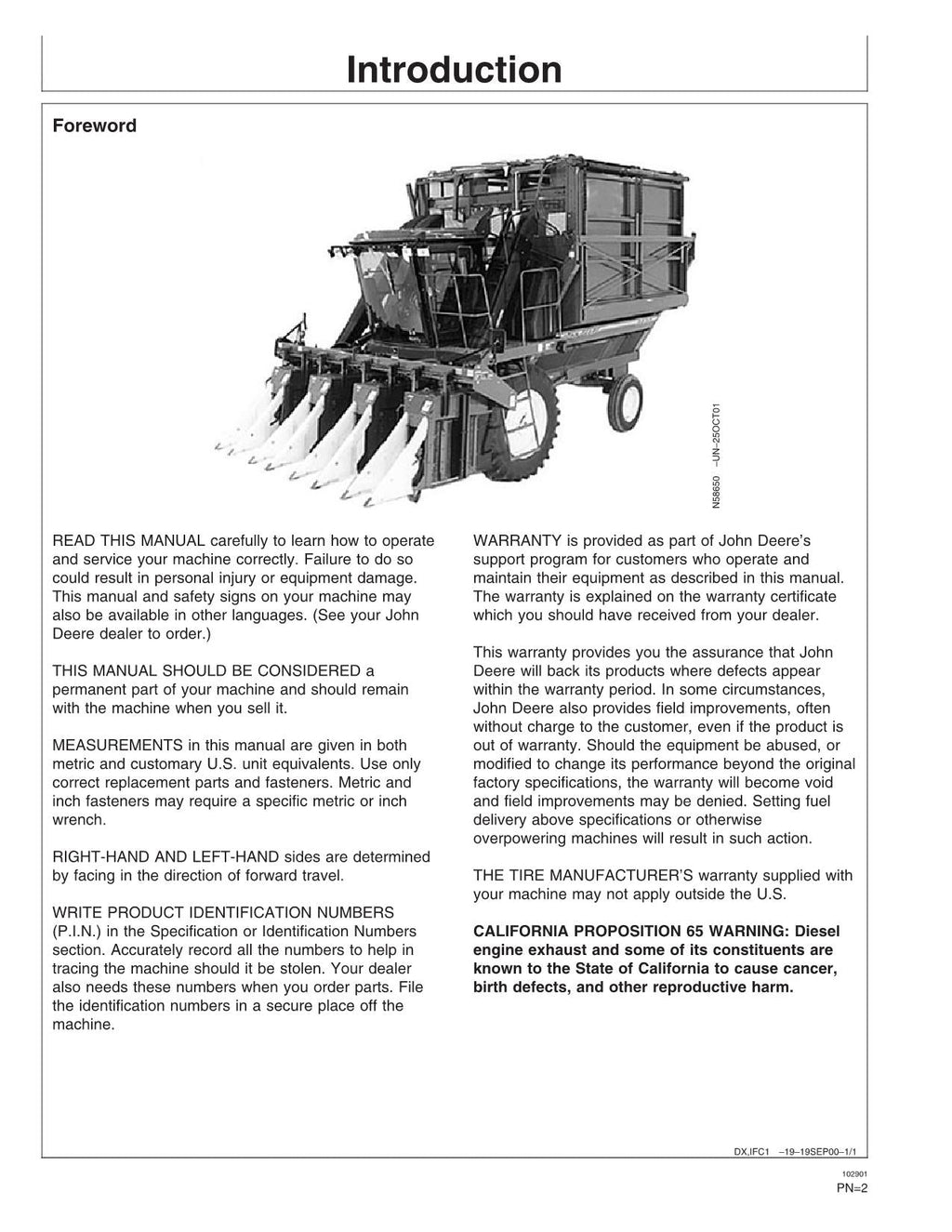 JOHN DEERE 9970 MANUAL DEL OPERADOR DE LA RECOLECTORA DE ALGODÓN N.° 9