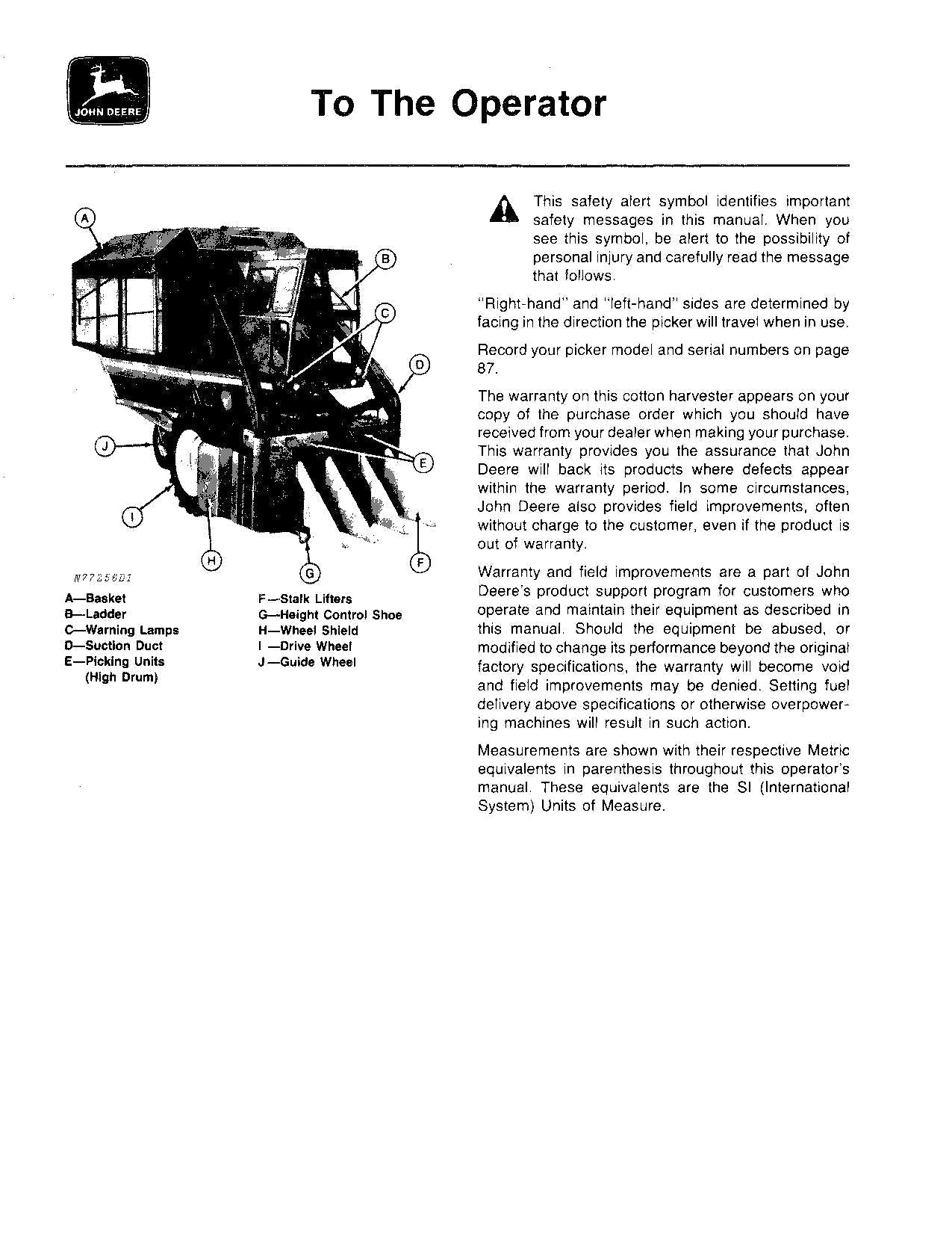 MANUAL DEL OPERADOR DE LA RECOLECTORA DE ALGODÓN JOHN DEERE 9910 N.° 3