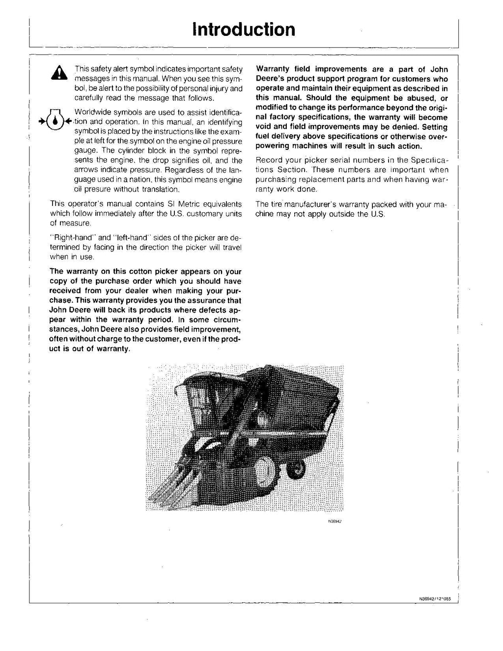 MANUAL DEL OPERADOR DE LA RECOLECTORA DE ALGODÓN JOHN DEERE 9920 N.° 4