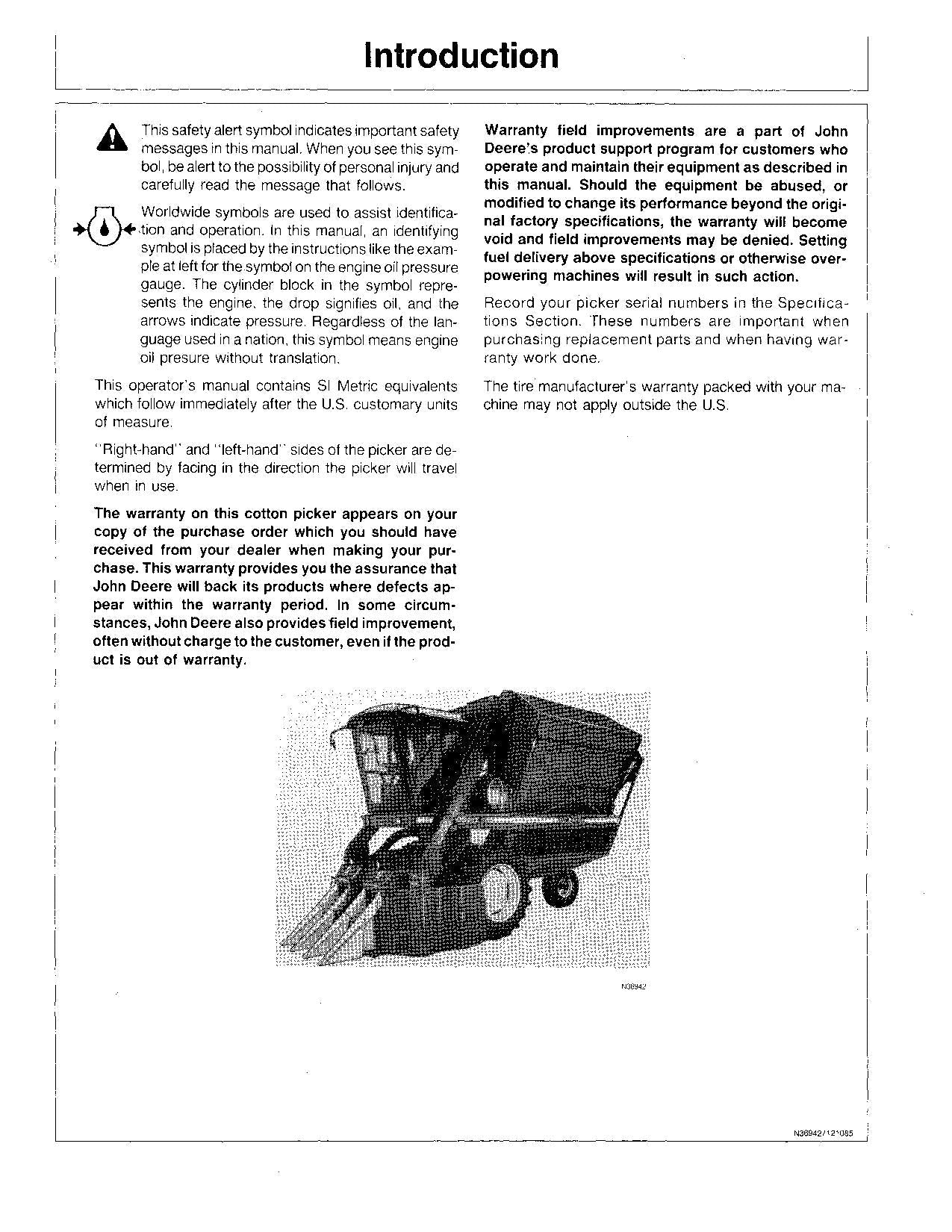 MANUAL DEL OPERADOR DE LA RECOLECTORA DE ALGODÓN JOHN DEERE 9920 N.° 4